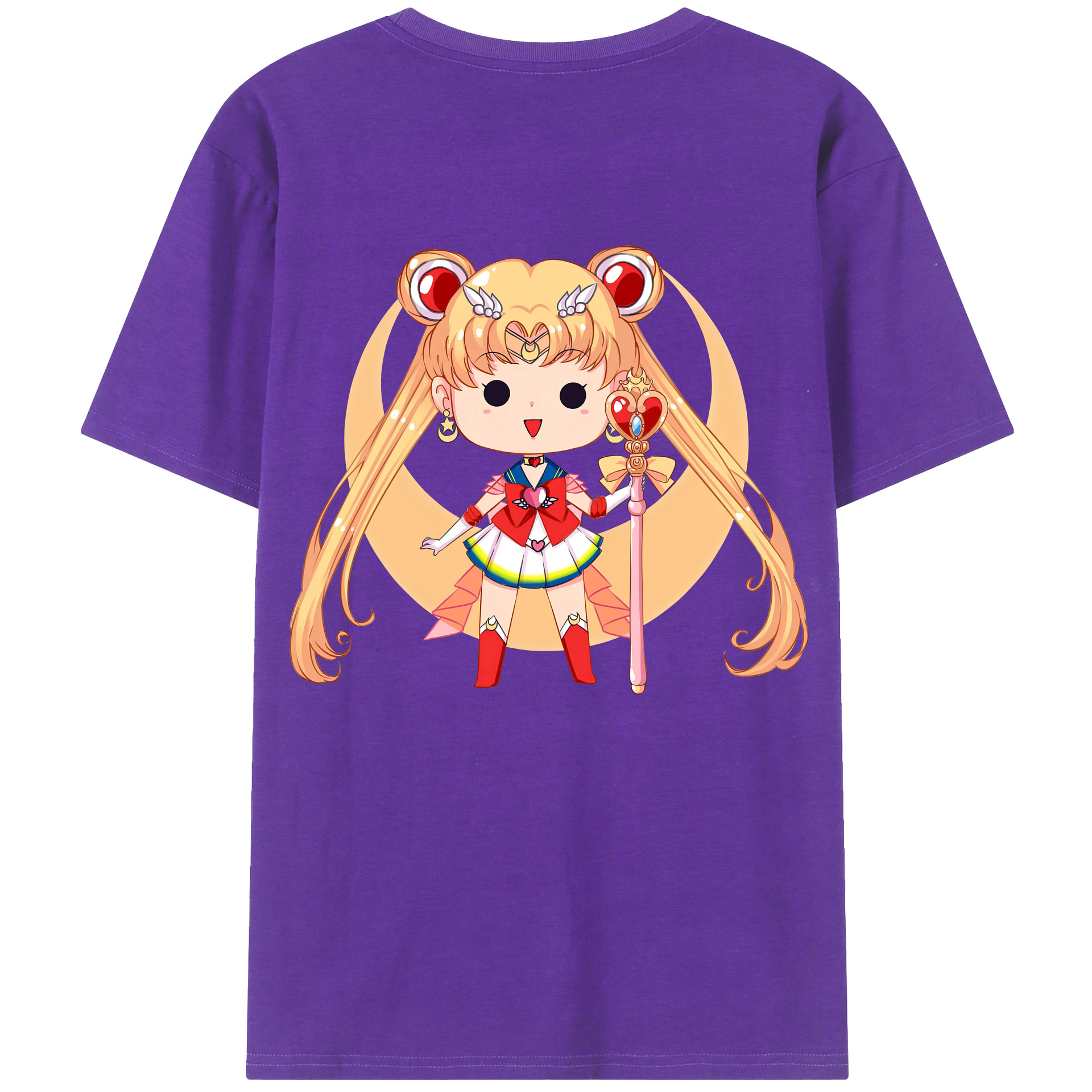 （画像用） 美少女戦士セーラームーン 月野 うさぎ つきの うさぎ Sailor Moon Tsukino Usagi 綿100％ メンズ半袖Tシャツ（バックプリント） 通気性