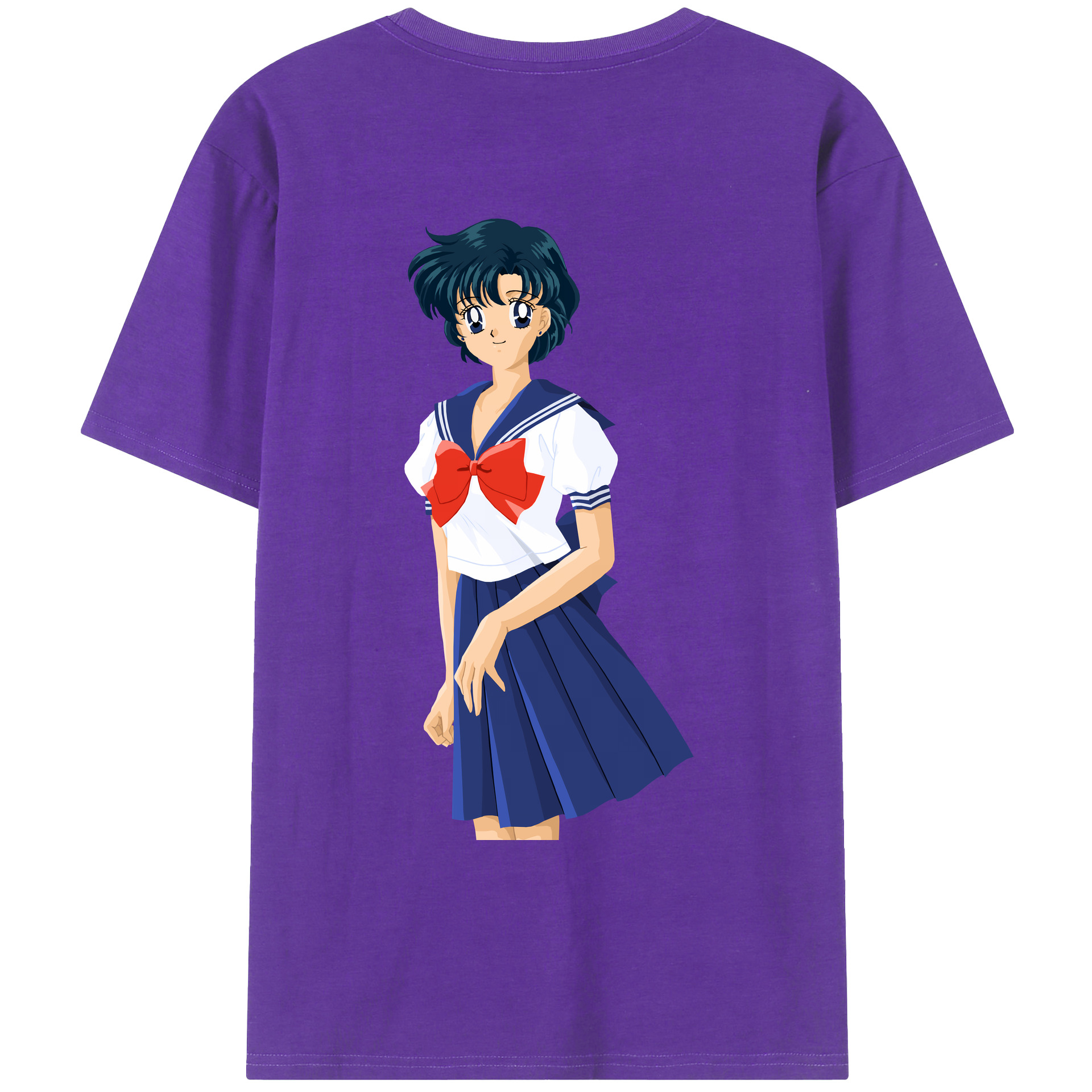 （画像用） 美少女戦士セーラームーン 水野 亜美 みずの あみ Sailor Moon Mizuno Ami 綿100％ メンズ半袖Tシャツ（バックプリント） 通気性