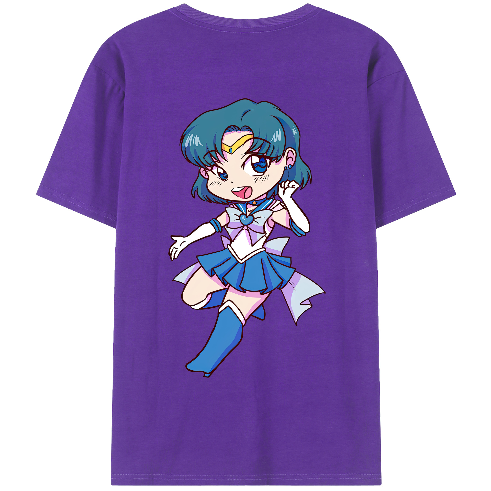 （画像用） 美少女戦士セーラームーン 水野 亜美 みずの あみ Sailor Moon Mizuno Ami 綿100％ メンズ半袖Tシャツ（バックプリント） 通気性