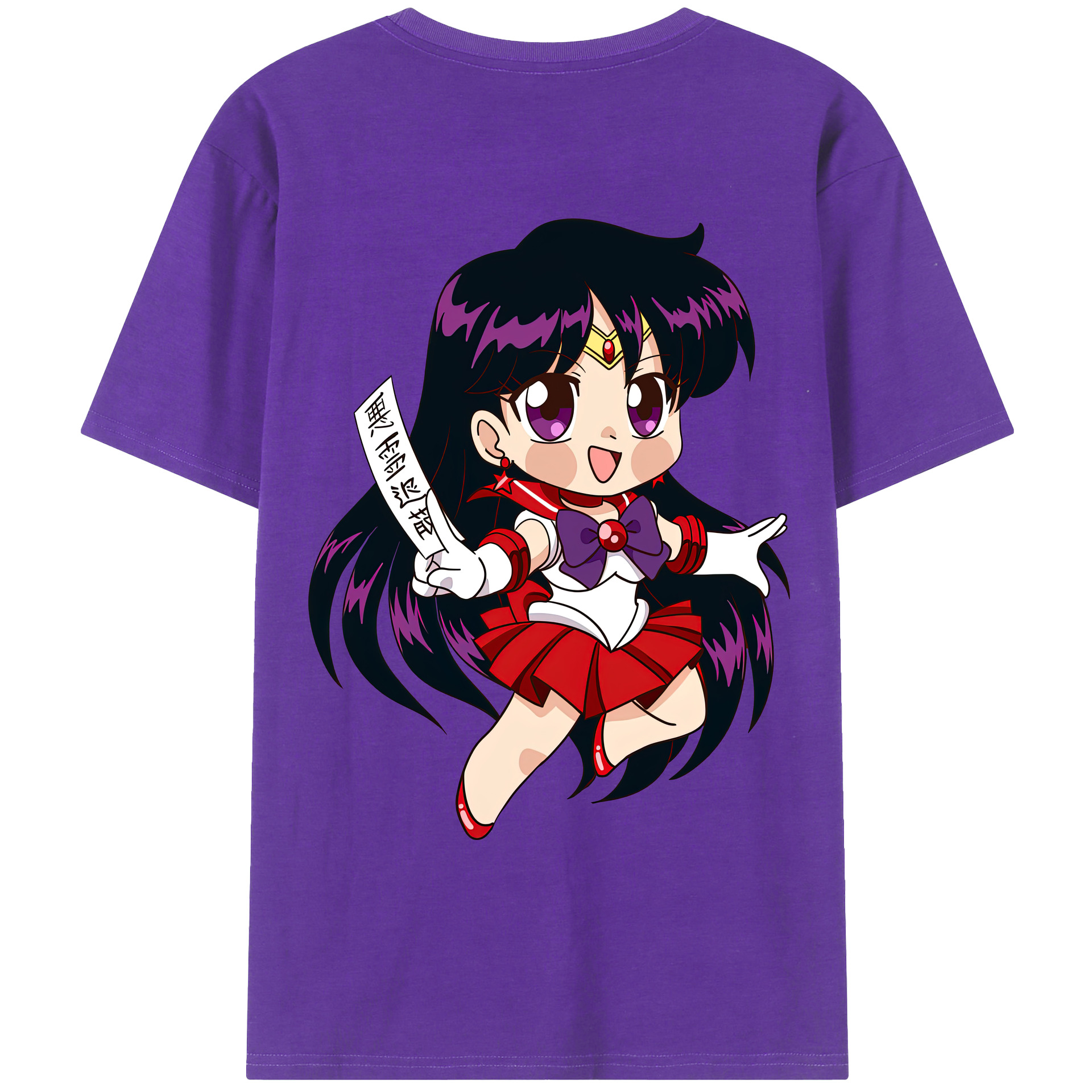 （画像用） 美少女戦士セーラームーン 火野レイ ひの レイ Sailor Moon Hino Rei （セーラーマーズ,Sailor Mars） 綿100％ メンズ半袖Tシャツ（バックプリント） 通気性