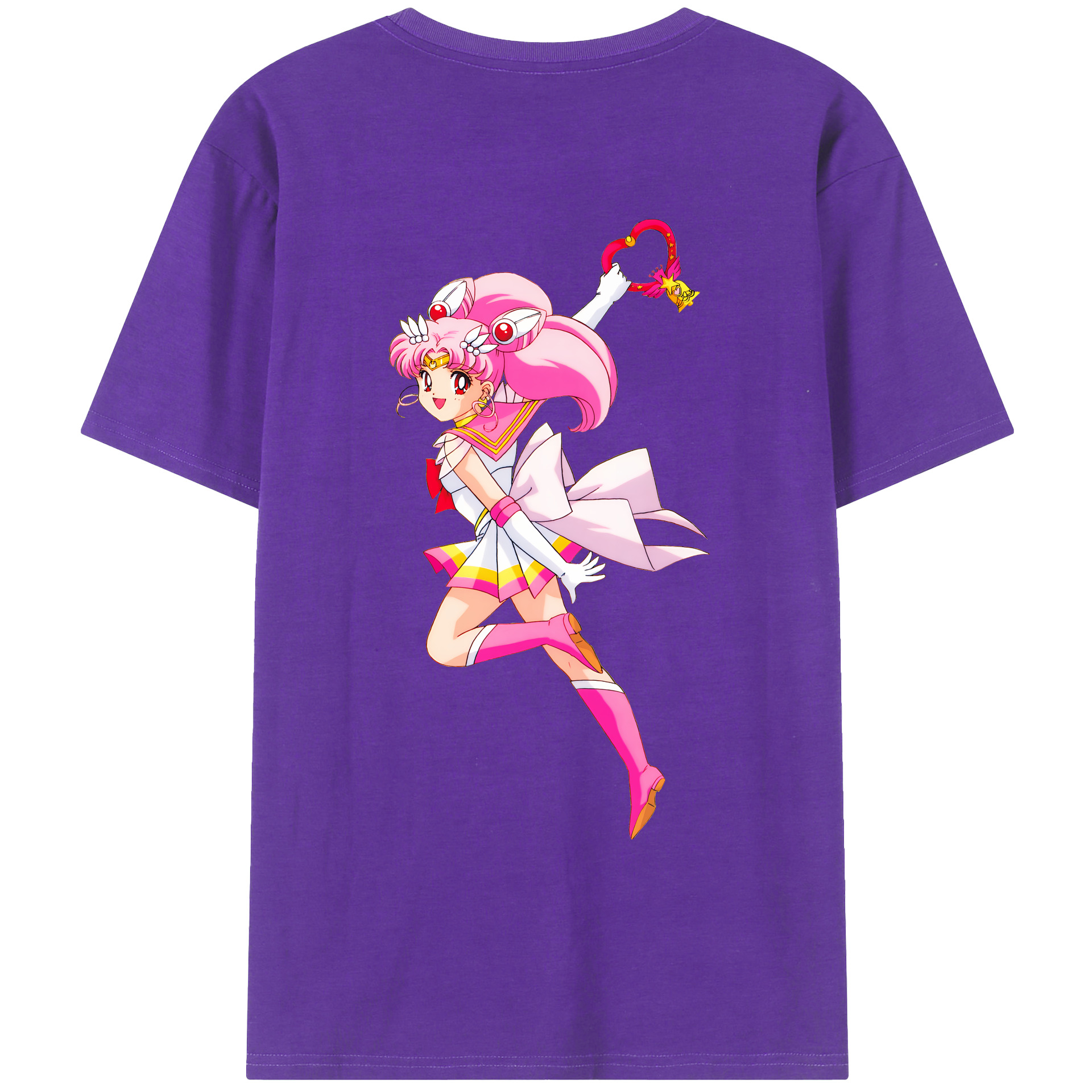 （画像用） 美少女戦士セーラームーン ちびうさ Sailor Moon Chibiusa Tsukino Usagi Small Lady Serenity 綿100％ メンズ半袖Tシャツ（バックプリント） 通気性