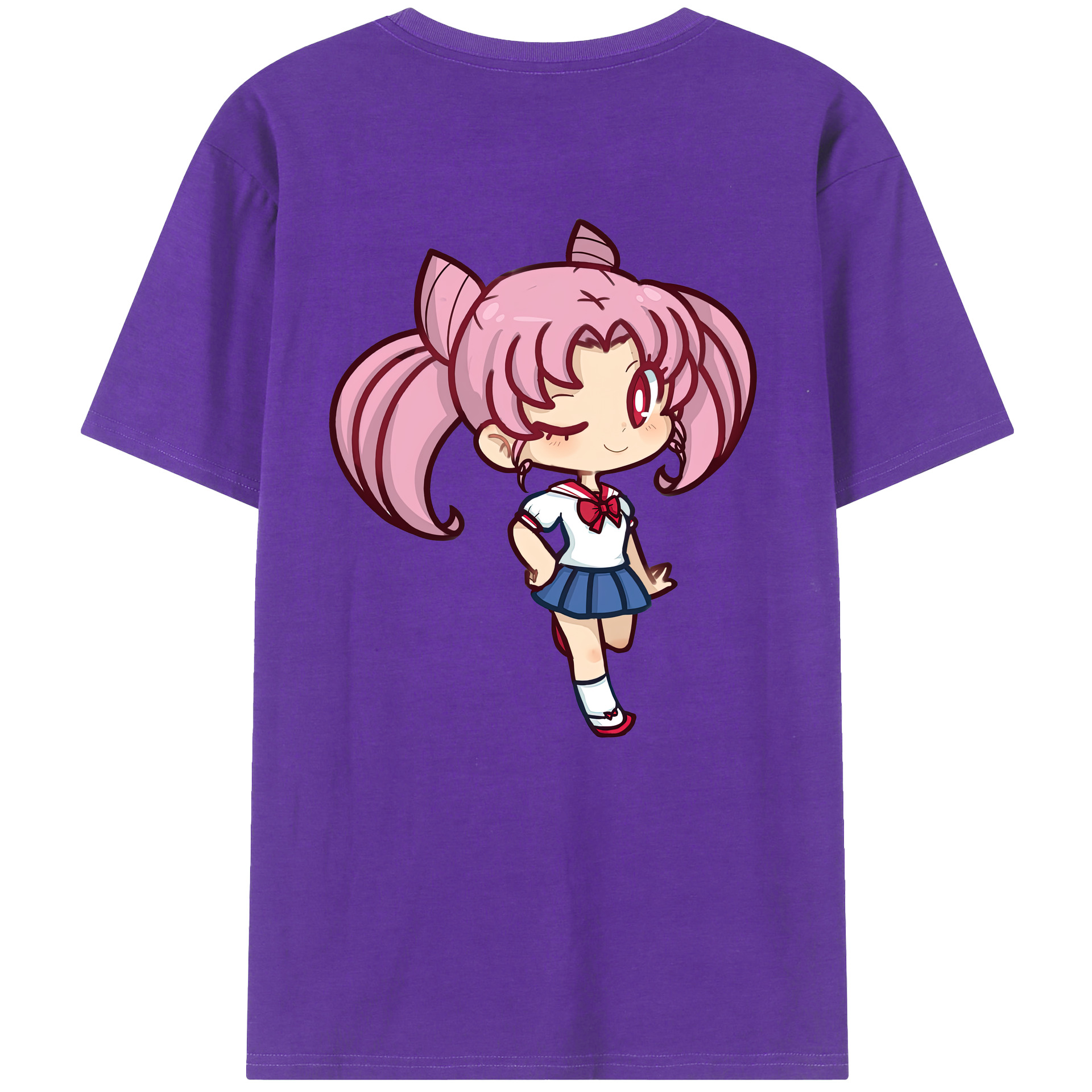 （画像用） 美少女戦士セーラームーン ちびうさ Sailor Moon Chibiusa Tsukino Usagi Small Lady Serenity 綿100％ メンズ半袖Tシャツ（バックプリント） 通気性