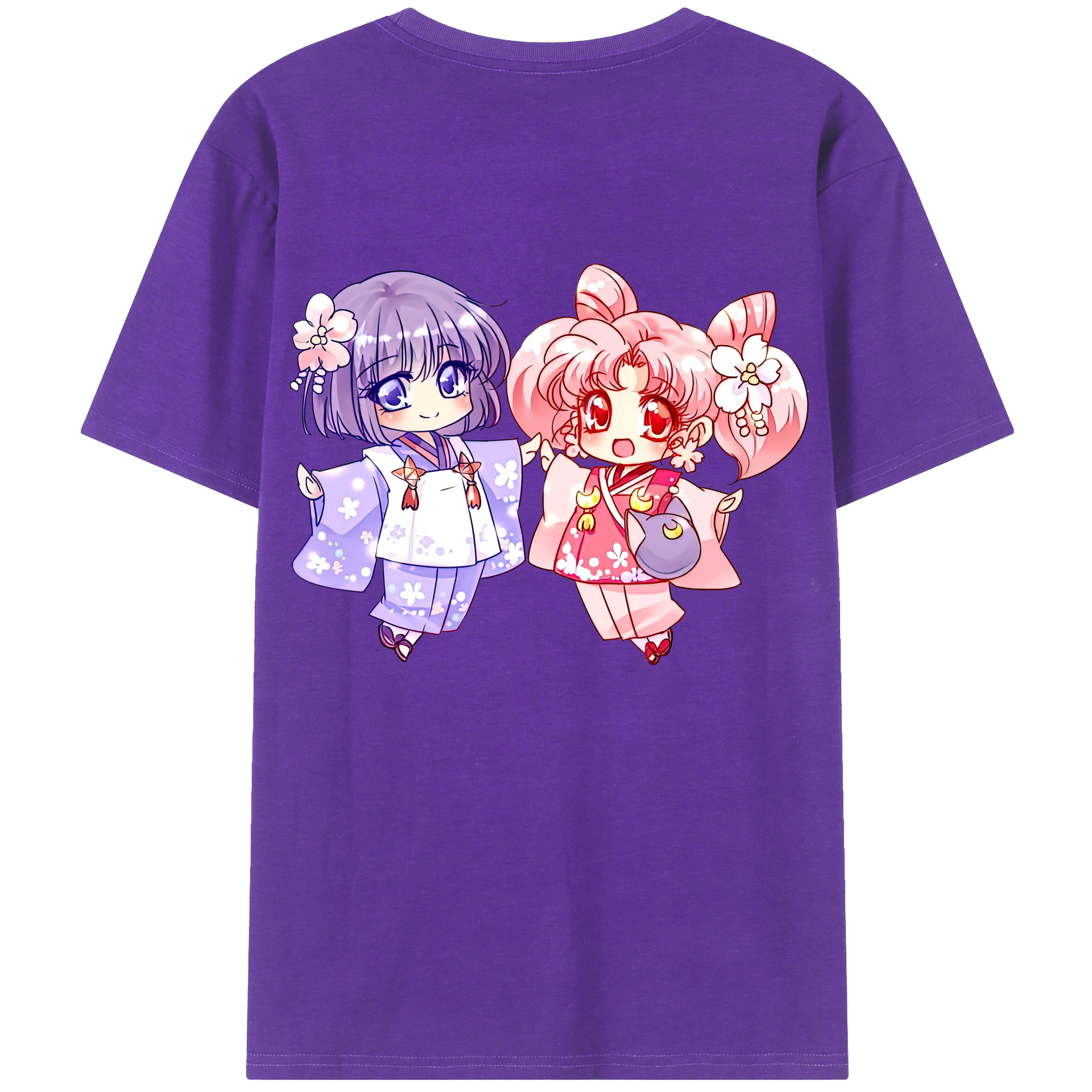 （画像用） 美少女戦士セーラームーン ちびうさ Sailor Moon Chibiusa Tsukino Usagi Small Lady Serenity 綿100％ メンズ半袖Tシャツ（バックプリント） 通気性