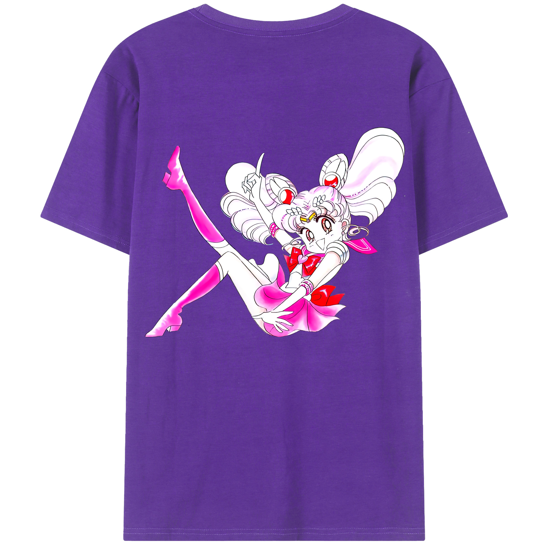 （画像用） 美少女戦士セーラームーン ちびうさ Sailor Moon Chibiusa Tsukino Usagi Small Lady Serenity 綿100％ メンズ半袖Tシャツ（バックプリント） 通気性