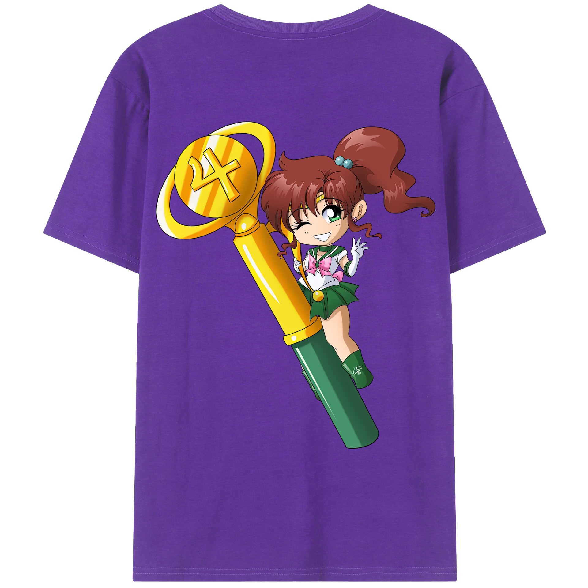 （画像用） 美少女戦士セーラームーン 木野 まこと きの まこと Sailor Moon Kino Makoto （セーラージュピター；Sailor Jupiter） 綿100％ メンズ半袖Tシャツ（バックプリント） 通気性