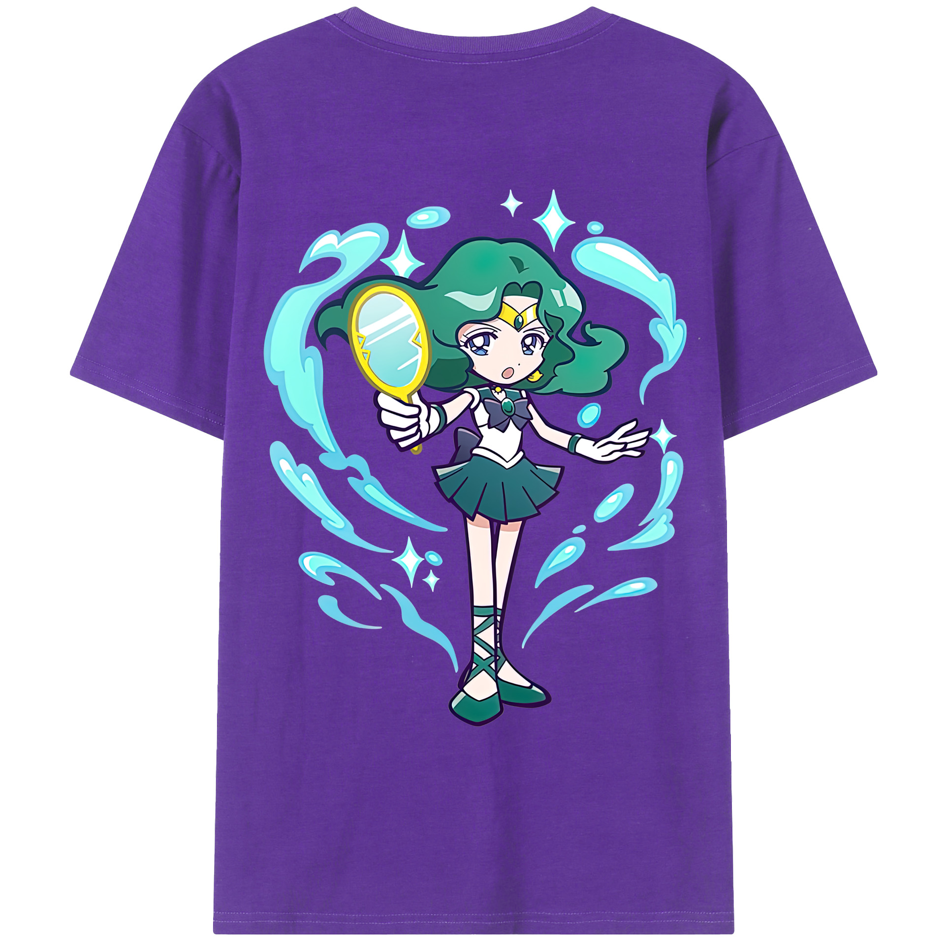 （画像用） 美少女戦士セーラームーン 海王 みちる（かいおう みちる） Sailor Moon Kaiou Michiru 綿100％ メンズ半袖Tシャツ（バックプリント） 通気性