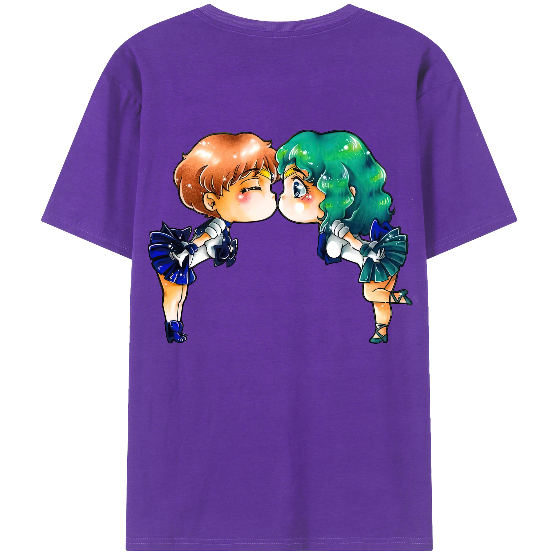 （画像用） 美少女戦士セーラームーン 天王はるか Sailor Moon Tenoh Haruka 綿100％ メンズ半袖Tシャツ（バックプリント） 通気性