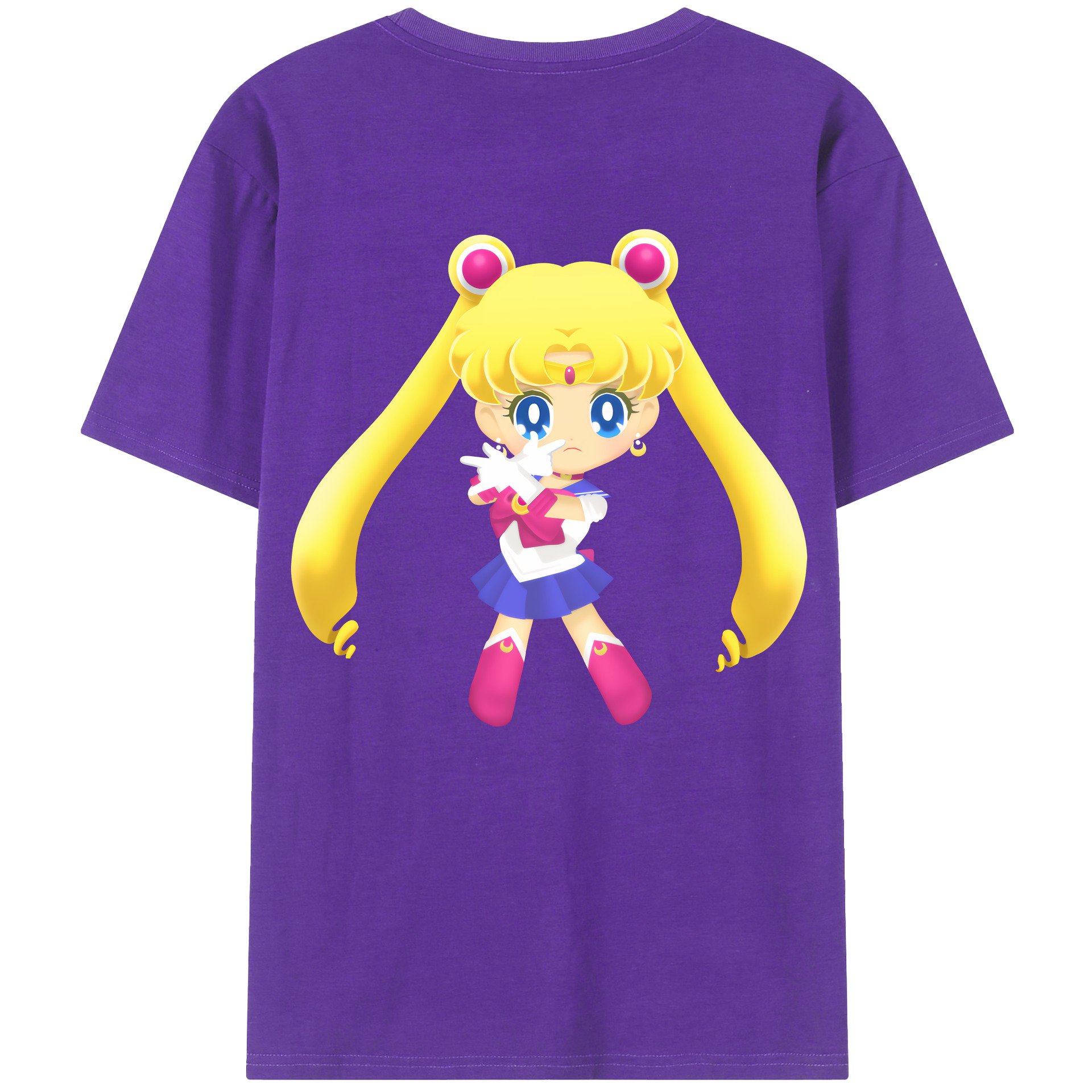 （画像用） 美少女戦士セーラームーン 月野 うさぎ つきの うさぎ Sailor Moon Tsukino Usagi 綿100％ メンズ半袖Tシャツ（バックプリント） 通気性