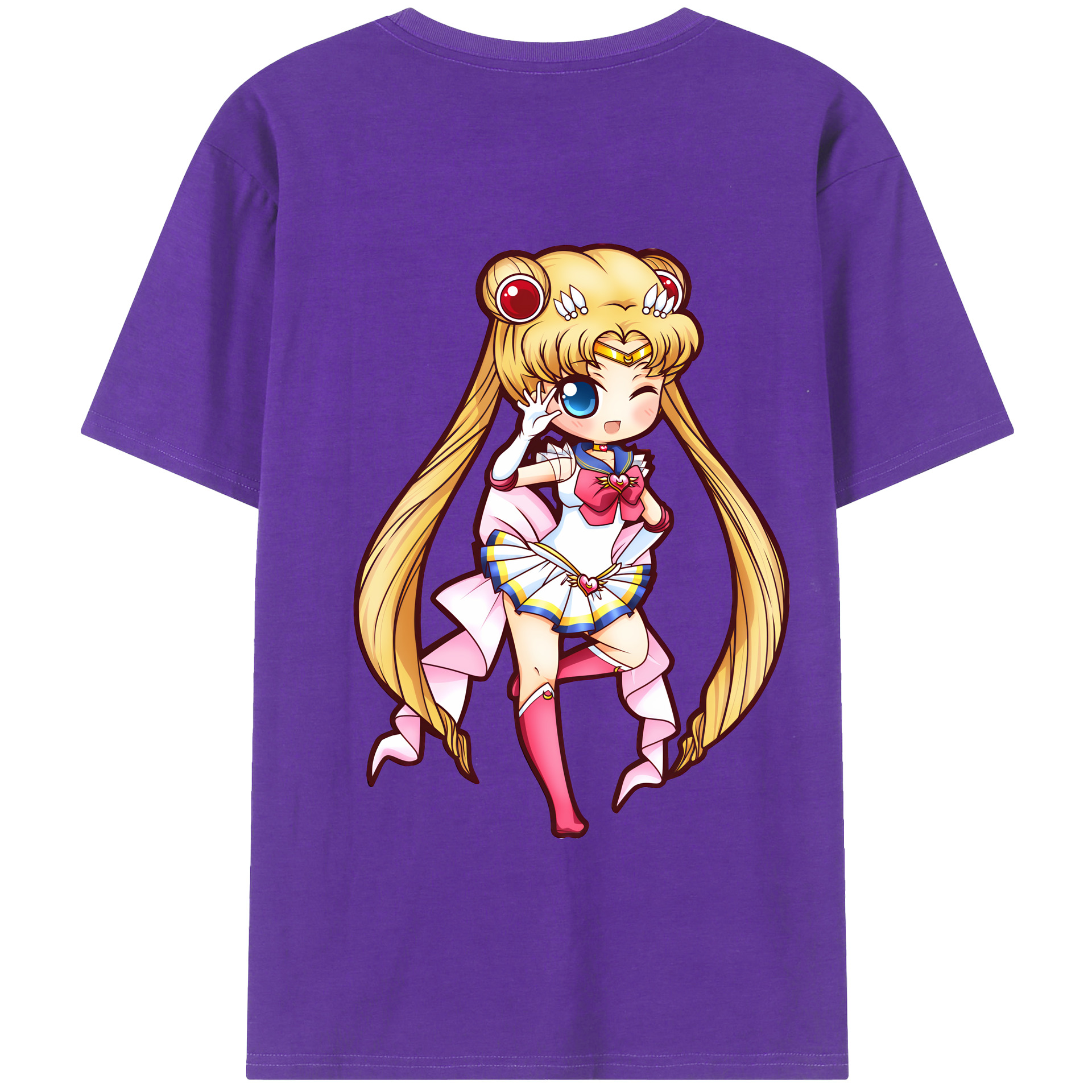 （画像用） 美少女戦士セーラームーン 月野 うさぎ つきの うさぎ Sailor Moon Tsukino Usagi 綿100％ メンズ半袖Tシャツ（バックプリント） 通気性