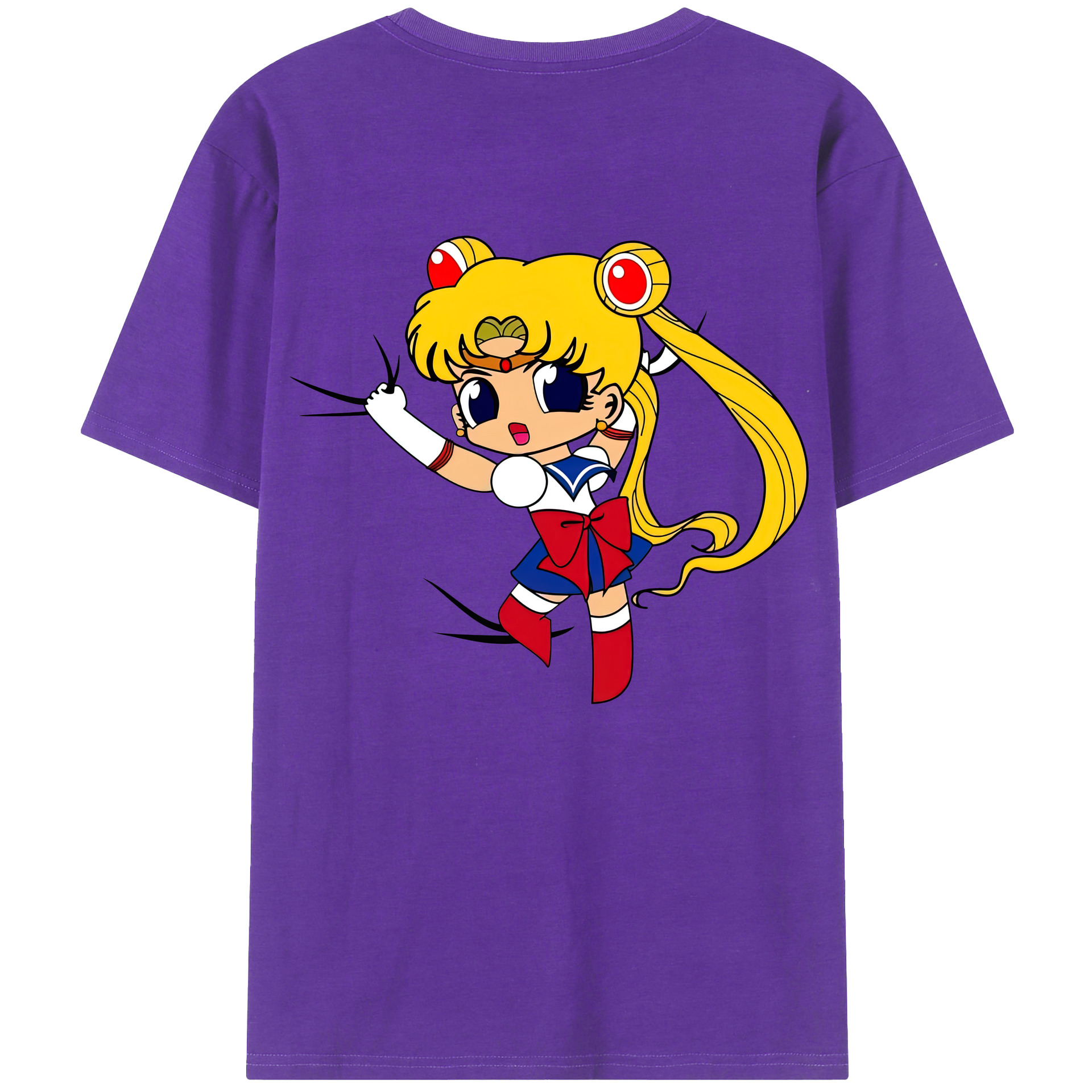 （画像用） 美少女戦士セーラームーン 月野 うさぎ つきの うさぎ Sailor Moon Tsukino Usagi 綿100％ メンズ半袖Tシャツ（バックプリント） 通気性