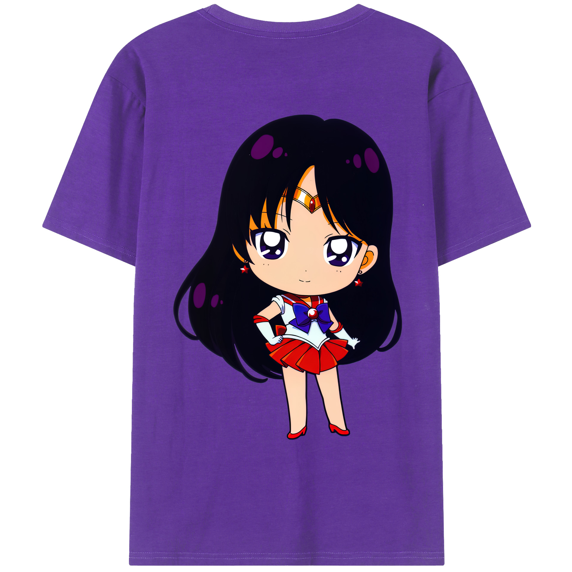 （画像用） 美少女戦士セーラームーン 火野レイ ひの レイ Sailor Moon Hino Rei （セーラーマーズ,Sailor Mars） 綿100％ メンズ半袖Tシャツ（バックプリント） 通気性