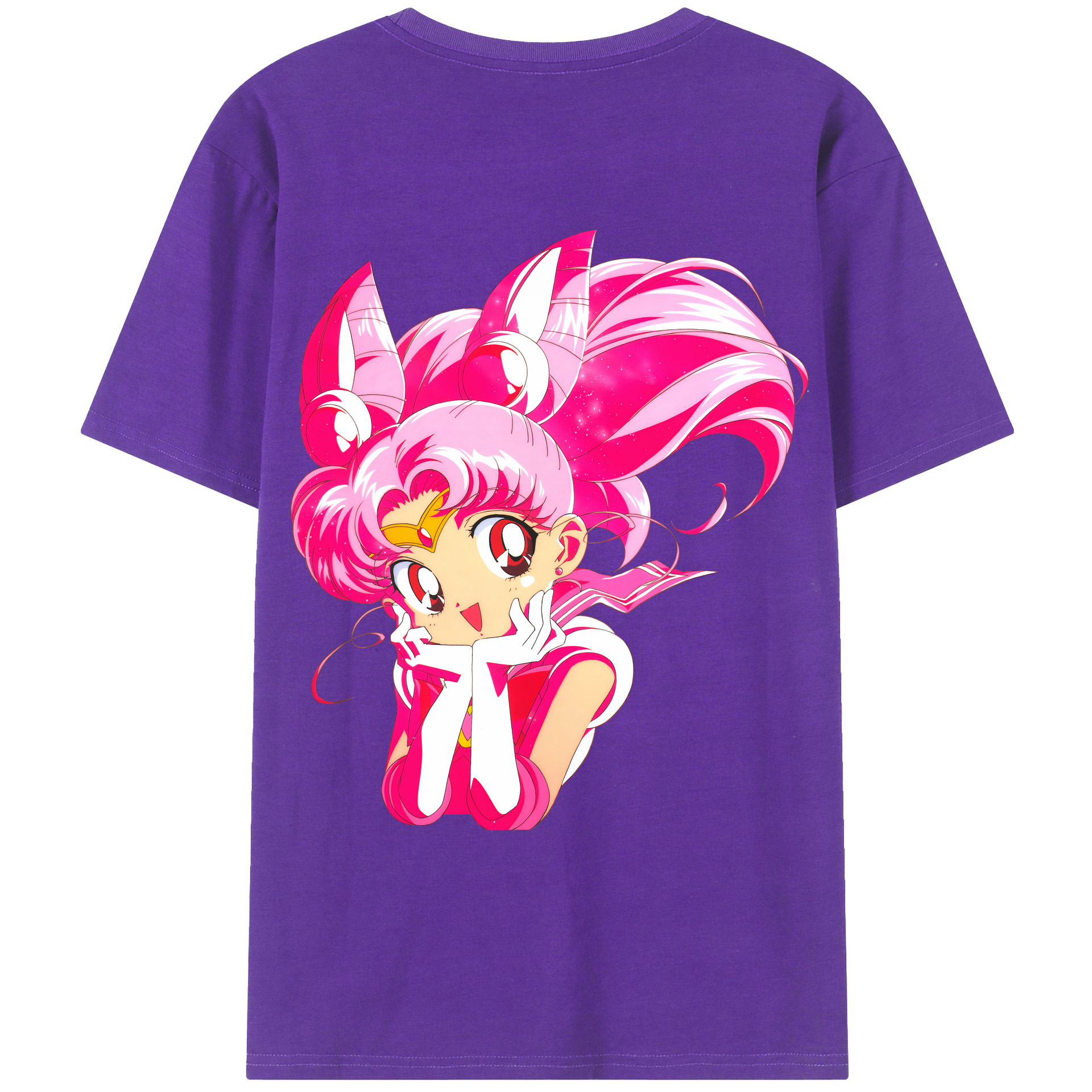 （画像用） 美少女戦士セーラームーン ちびうさ Sailor Moon Chibiusa Tsukino Usagi Small Lady Serenity 綿100％ メンズ半袖Tシャツ（バックプリント） 通気性