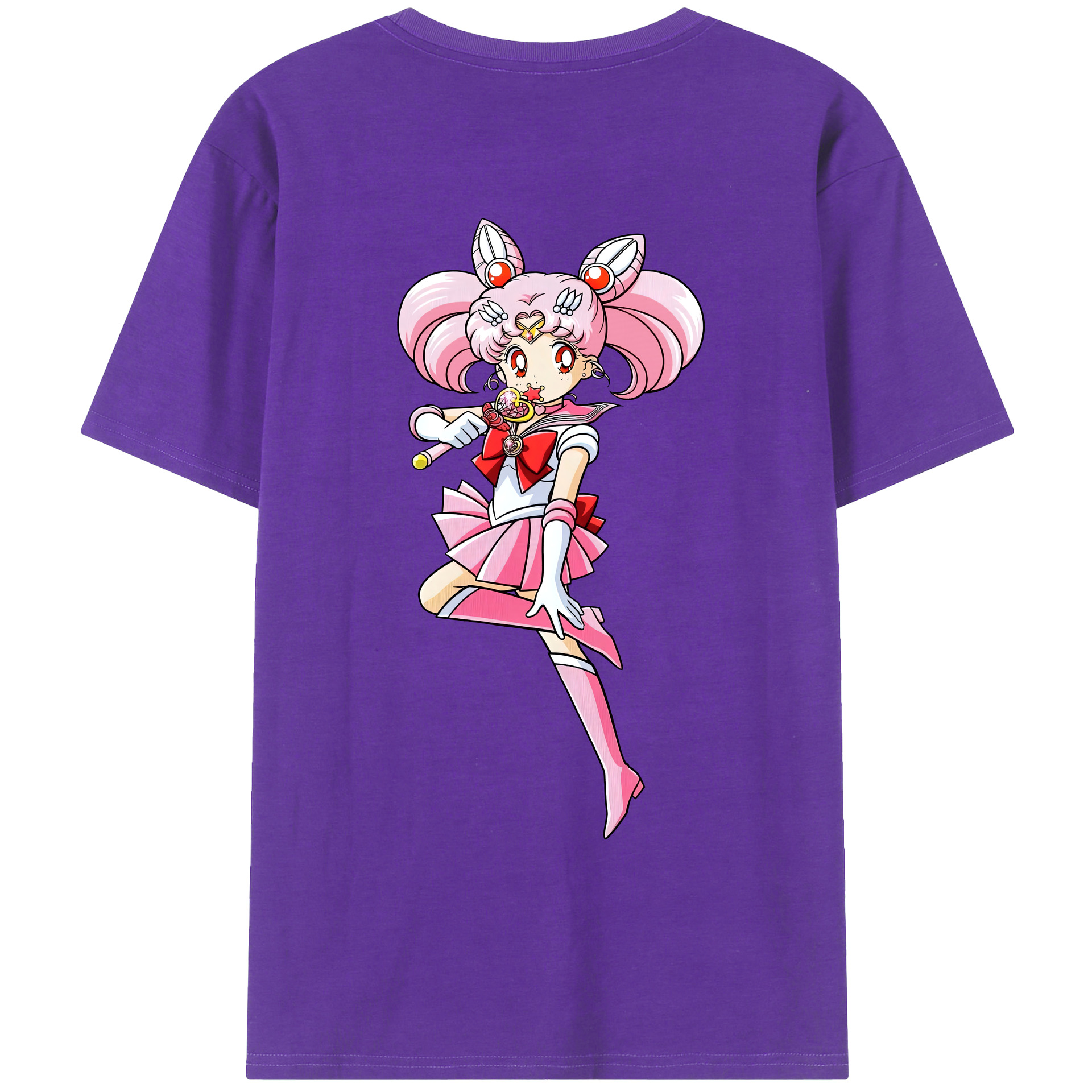 （画像用） 美少女戦士セーラームーン ちびうさ Sailor Moon Chibiusa Tsukino Usagi Small Lady Serenity 綿100％ メンズ半袖Tシャツ（バックプリント） 通気性