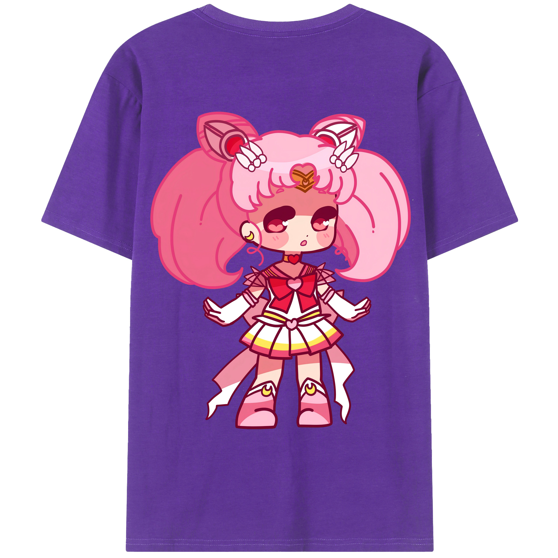 （画像用） 美少女戦士セーラームーン ちびうさ Sailor Moon Chibiusa Tsukino Usagi Small Lady Serenity 綿100％ メンズ半袖Tシャツ（バックプリント） 通気性
