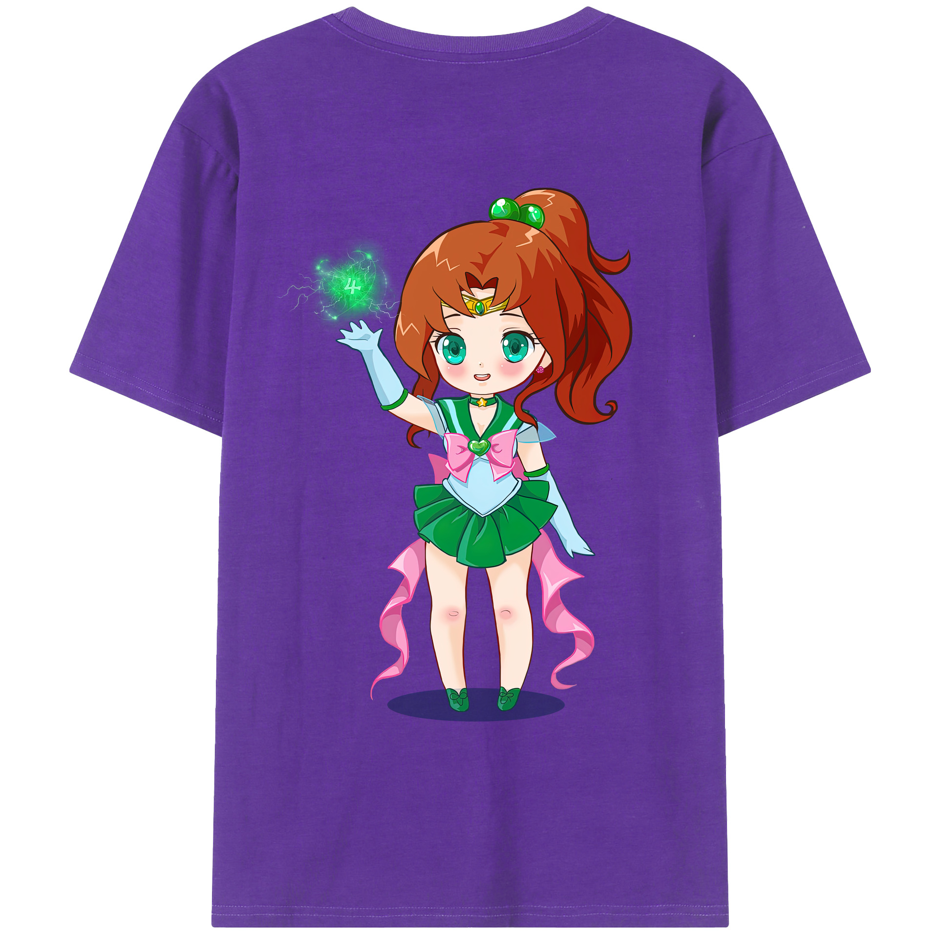 （画像用） 美少女戦士セーラームーン 木野 まこと きの まこと Sailor Moon Kino Makoto （セーラージュピター；Sailor Jupiter） 綿100％ メンズ半袖Tシャツ（バックプリント） 通気性