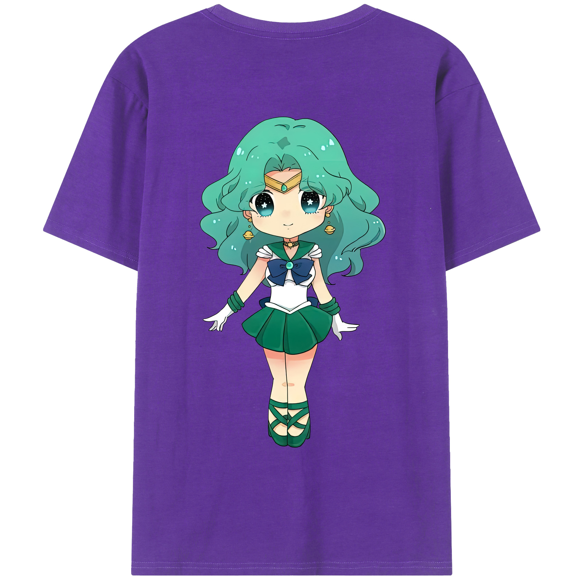 （画像用） 美少女戦士セーラームーン 海王 みちる（かいおう みちる） Sailor Moon Kaiou Michiru 綿100％ メンズ半袖Tシャツ（バックプリント） 通気性