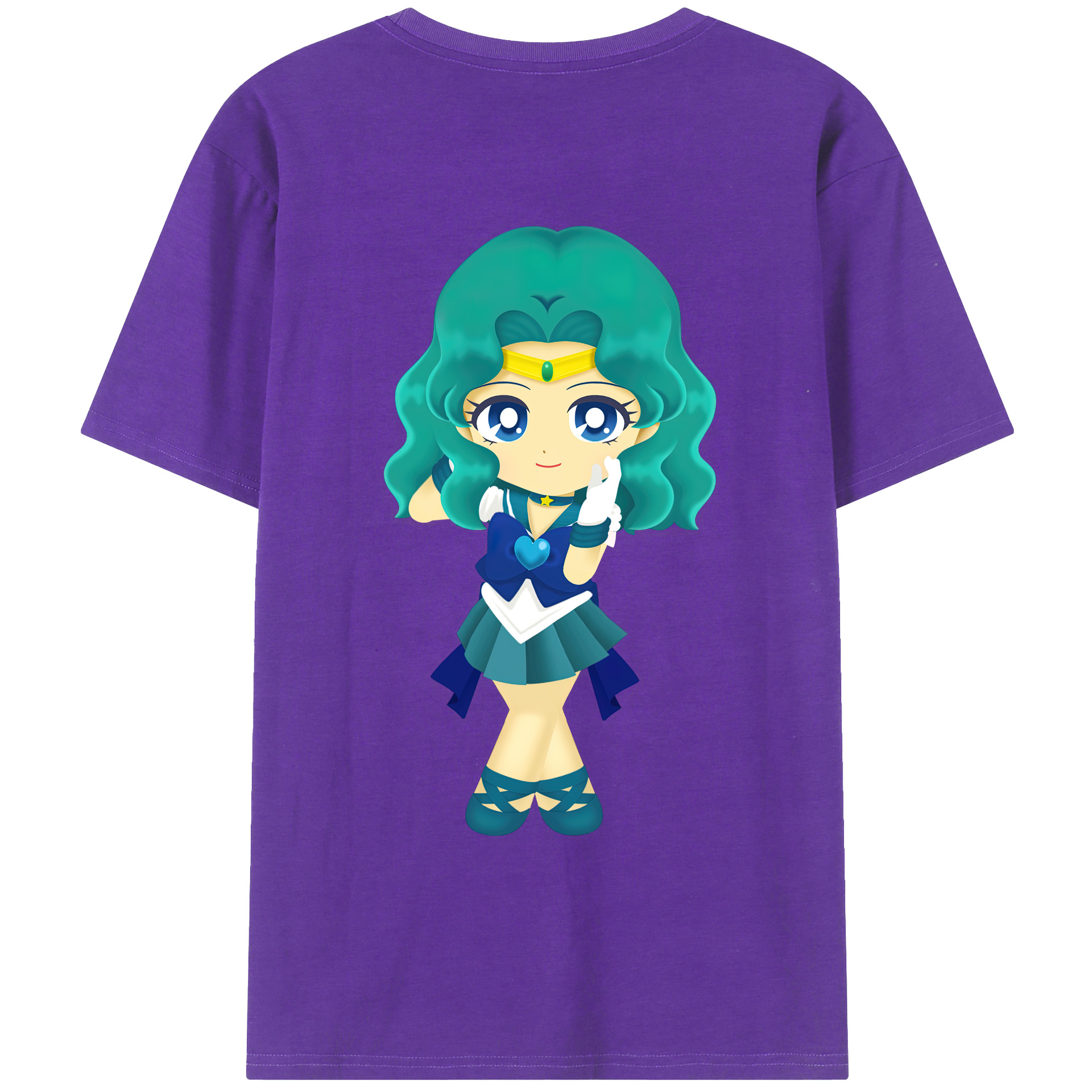 （画像用） 美少女戦士セーラームーン 海王 みちる（かいおう みちる） Sailor Moon Kaiou Michiru 綿100％ メンズ半袖Tシャツ（バックプリント） 通気性