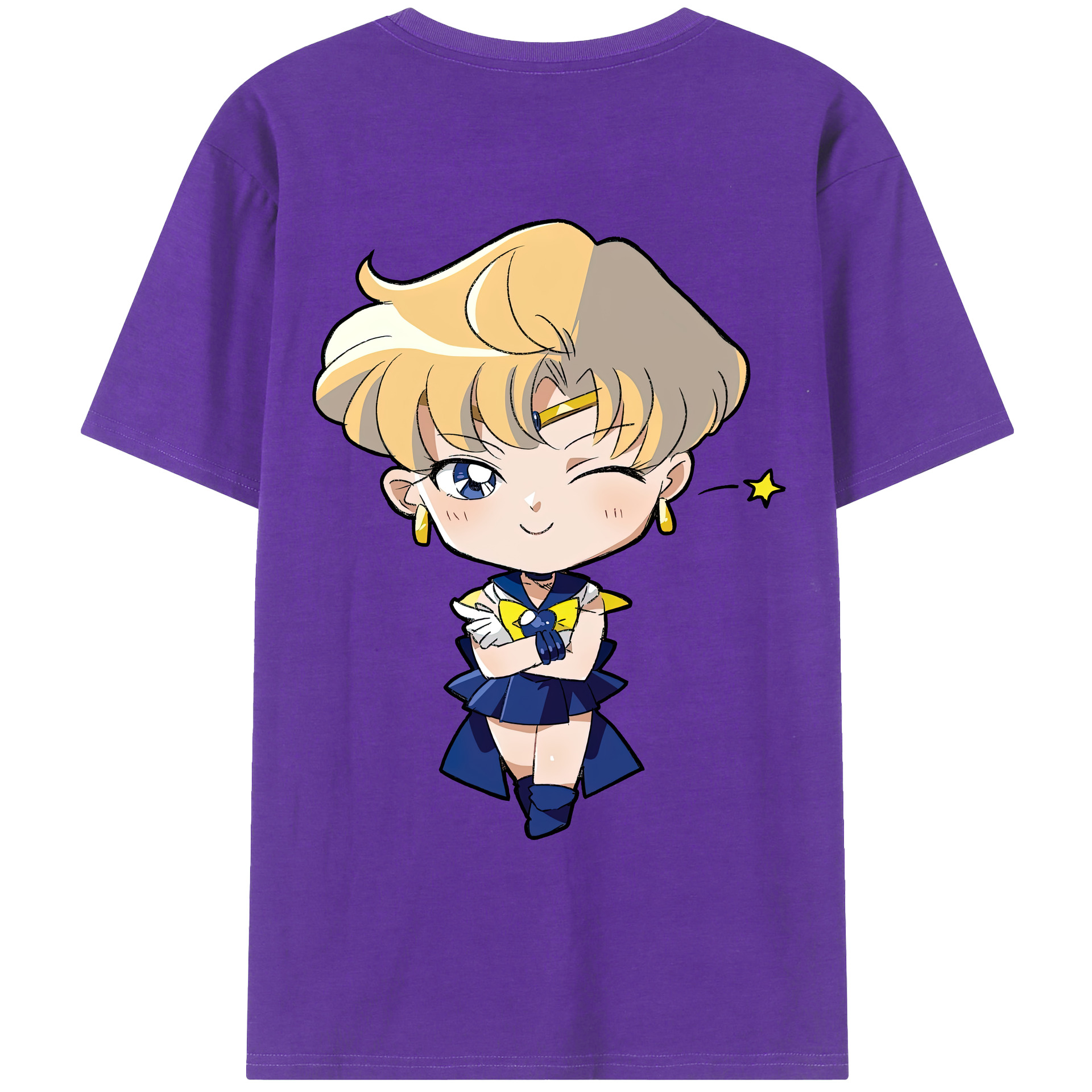 （画像用） 美少女戦士セーラームーン 天王はるか Sailor Moon Tenoh Haruka 綿100％ メンズ半袖Tシャツ（バックプリント） 通気性