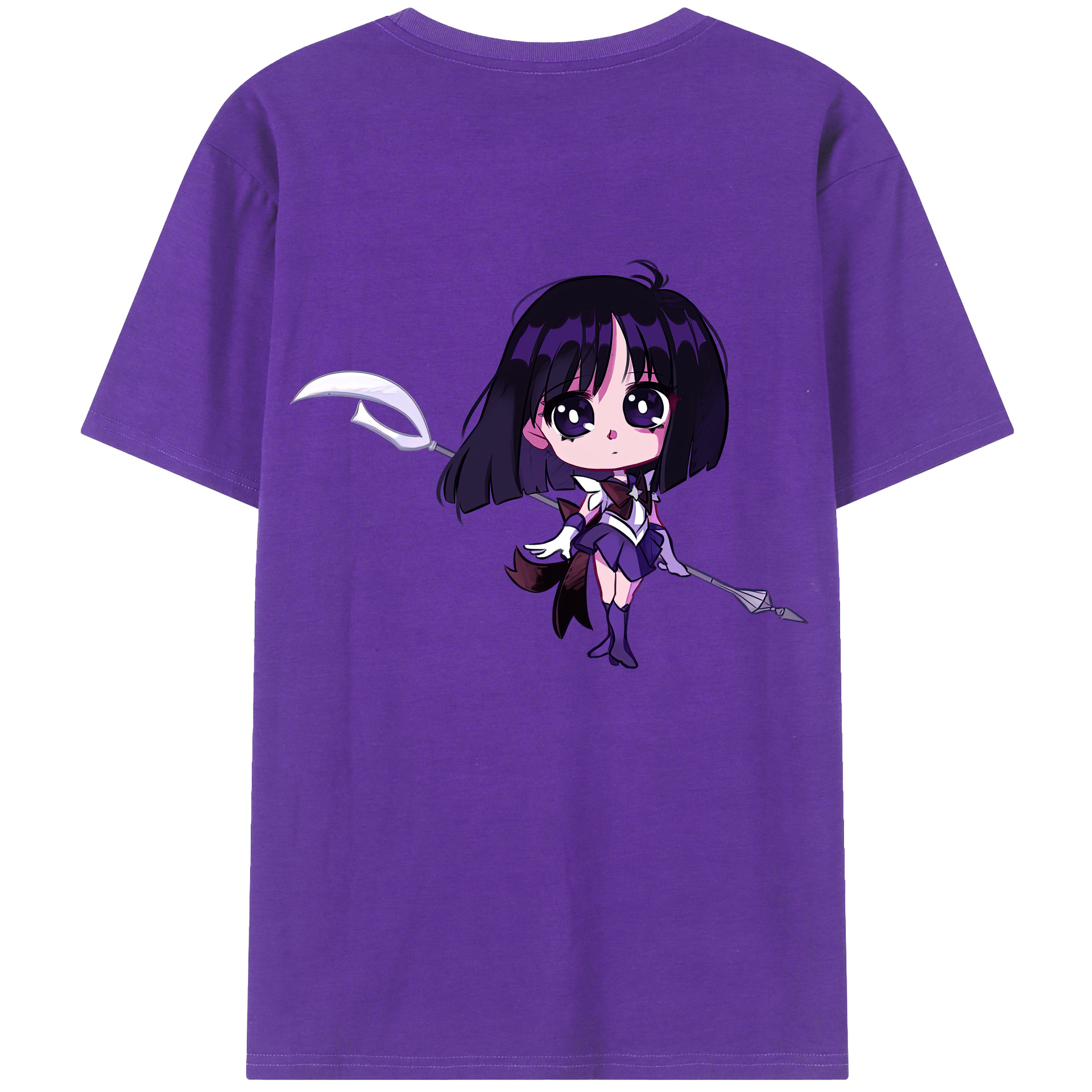 （画像用） 美少女戦士セーラームーン 土萠ほたる Sailor Moon Tomoe Hotaru （セーラーサターン；Sailor Saturn） 綿100％ メンズ半袖Tシャツ（バックプリント） 通気性