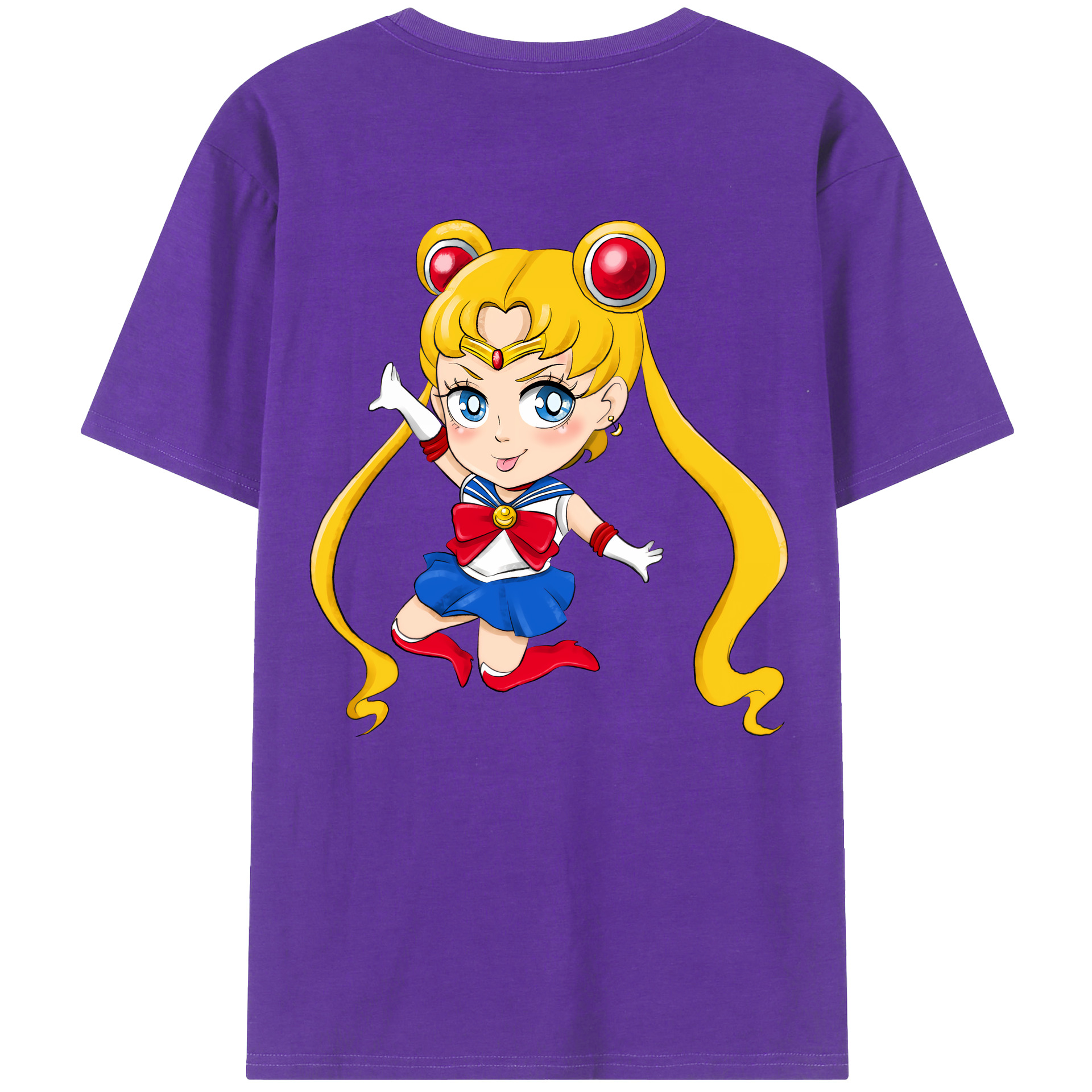 （画像用） 美少女戦士セーラームーン 月野 うさぎ つきの うさぎ Sailor Moon Tsukino Usagi 綿100％ メンズ半袖Tシャツ（バックプリント） 通気性