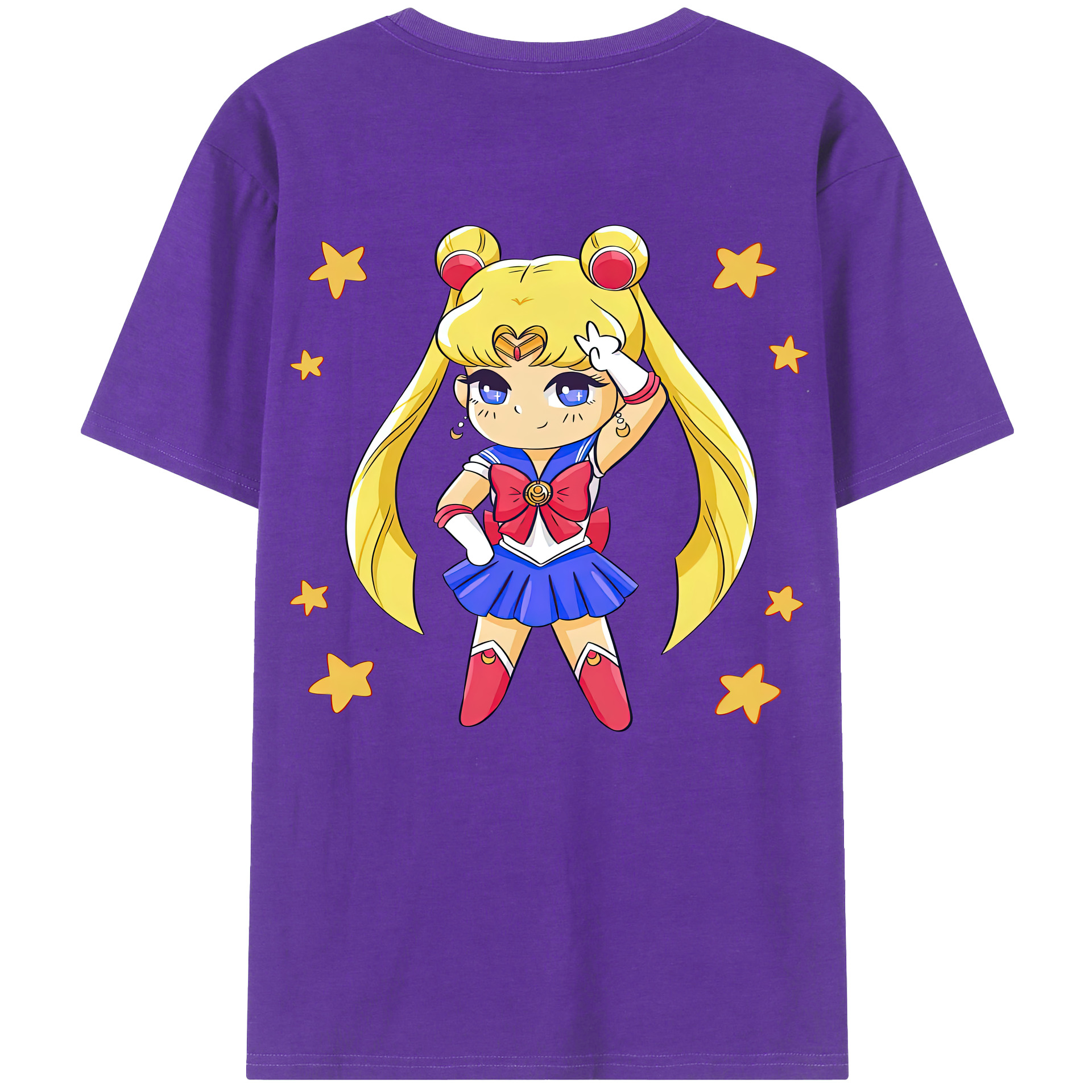 （画像用） 美少女戦士セーラームーン 月野 うさぎ つきの うさぎ Sailor Moon Tsukino Usagi 綿100％ メンズ半袖Tシャツ（バックプリント） 通気性