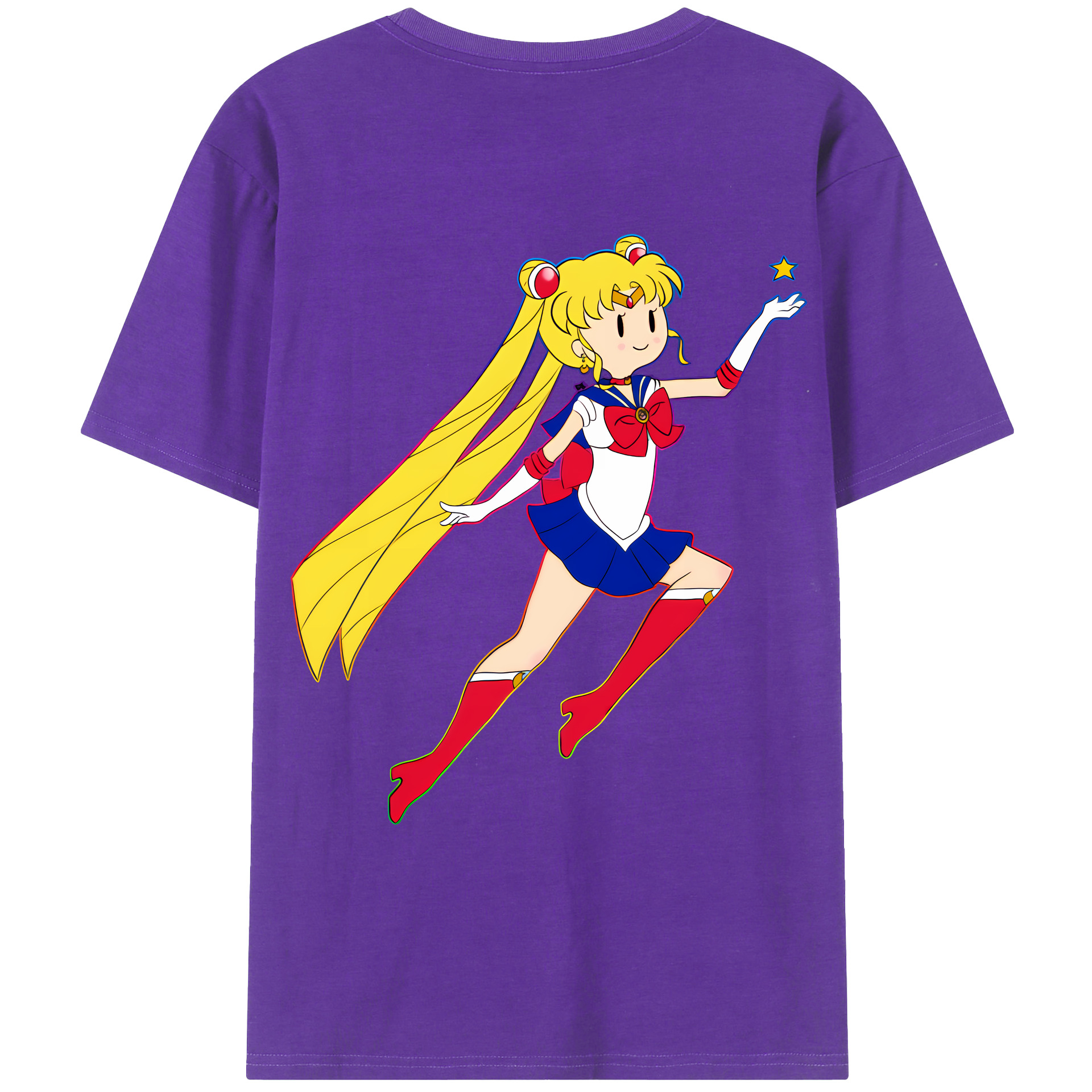 （画像用） 美少女戦士セーラームーン 月野 うさぎ つきの うさぎ Sailor Moon Tsukino Usagi 綿100％ メンズ半袖Tシャツ（バックプリント） 通気性