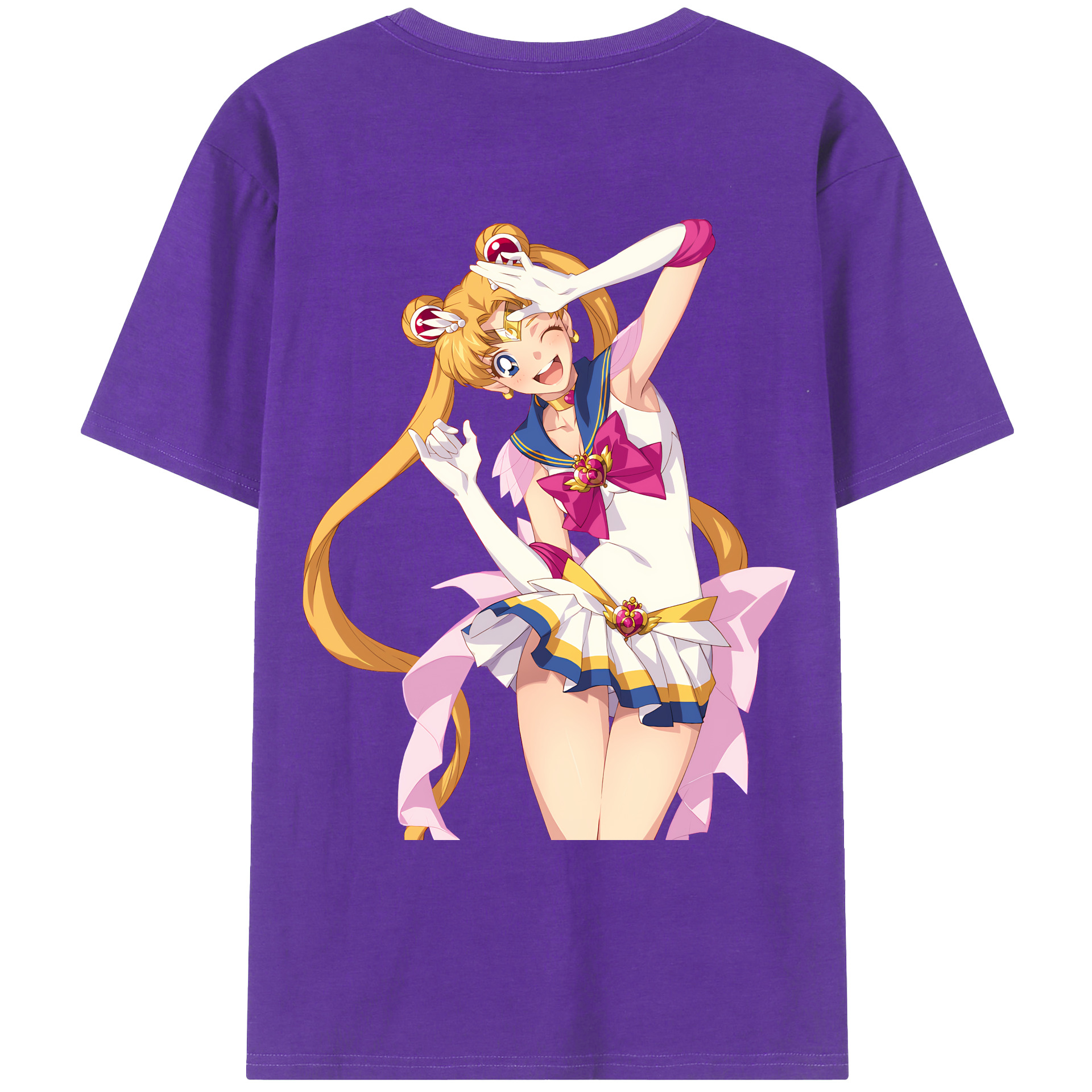 （画像用） 美少女戦士セーラームーン 月野 うさぎ つきの うさぎ Sailor Moon Tsukino Usagi 綿100％ メンズ半袖Tシャツ（バックプリント） 通気性