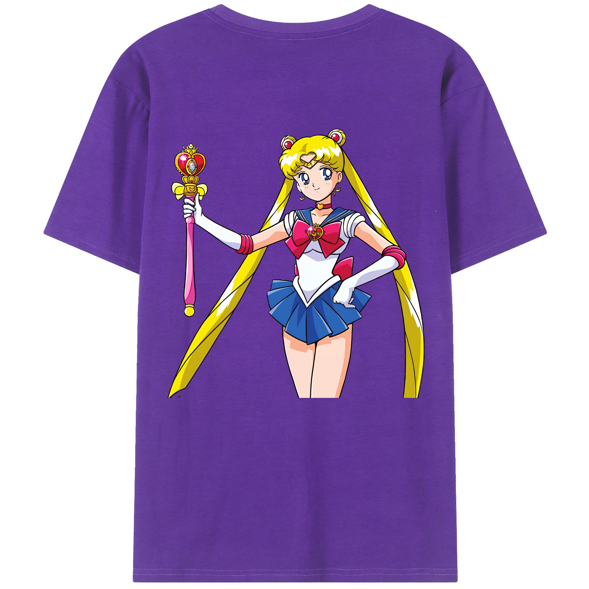 （画像用） 美少女戦士セーラームーン 月野 うさぎ つきの うさぎ Sailor Moon Tsukino Usagi 綿100％ メンズ半袖Tシャツ（バックプリント） 通気性
