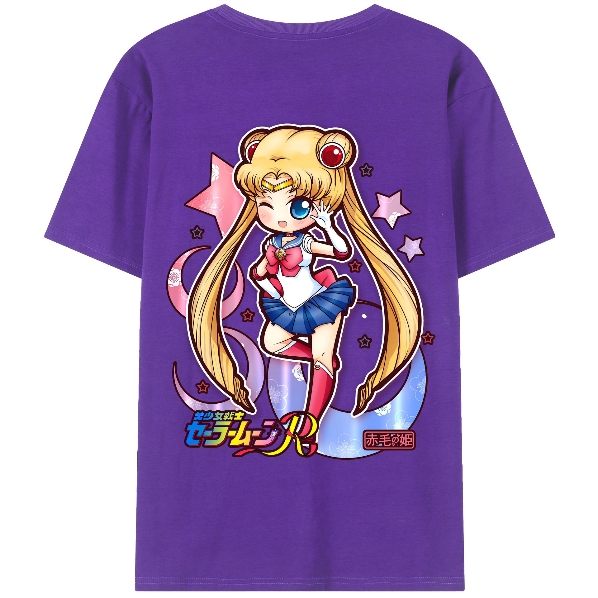 （画像用） 美少女戦士セーラームーン 月野 うさぎ つきの うさぎ Sailor Moon Tsukino Usagi 綿100％ メンズ半袖Tシャツ（バックプリント） 通気性