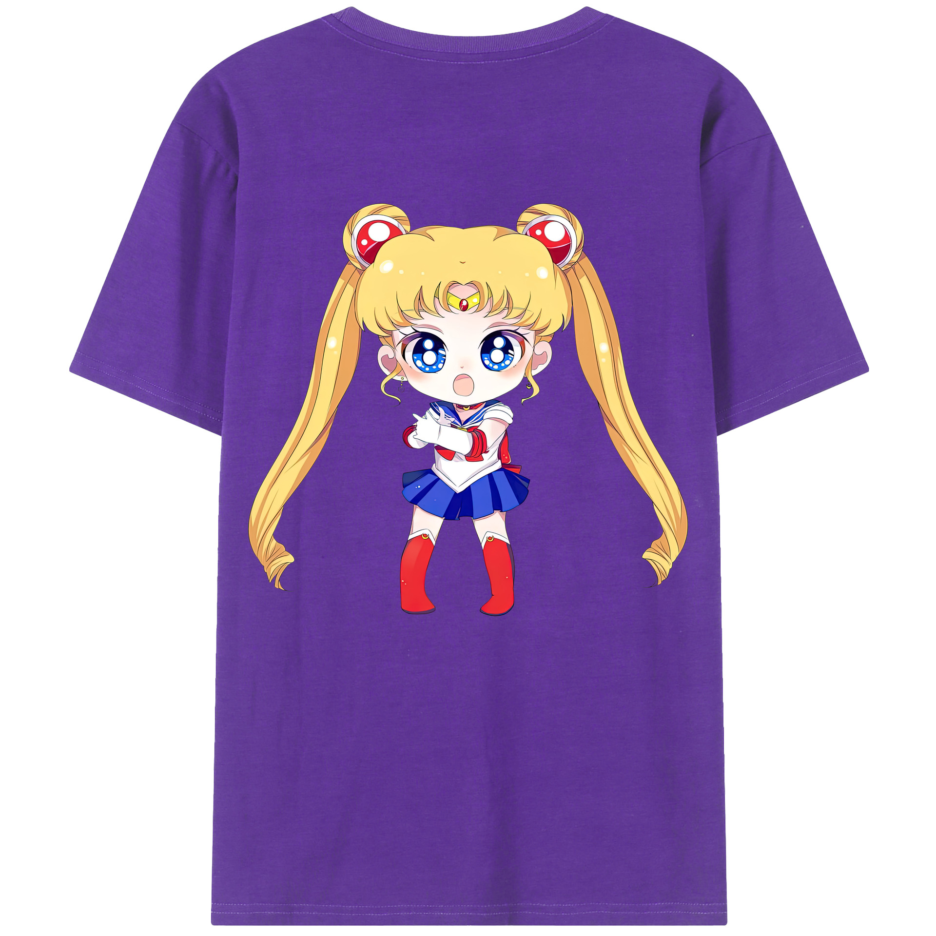 （画像用） 美少女戦士セーラームーン 月野 うさぎ つきの うさぎ Sailor Moon Tsukino Usagi 綿100％ メンズ半袖Tシャツ（バックプリント） 通気性