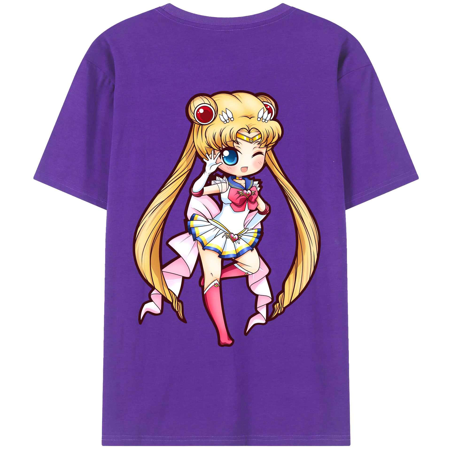 （画像用） 美少女戦士セーラームーン 月野 うさぎ つきの うさぎ Sailor Moon Tsukino Usagi 綿100％ メンズ半袖Tシャツ（バックプリント） 通気性