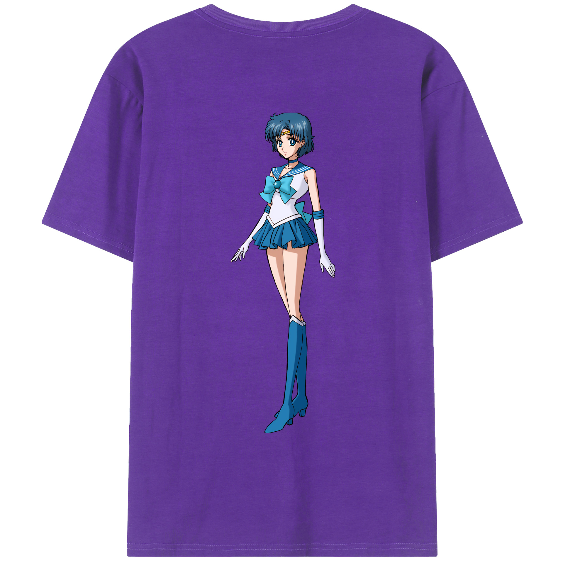 （画像用） 美少女戦士セーラームーン 水野 亜美 みずの あみ Sailor Moon Mizuno Ami 綿100％ メンズ半袖Tシャツ（バックプリント） 通気性