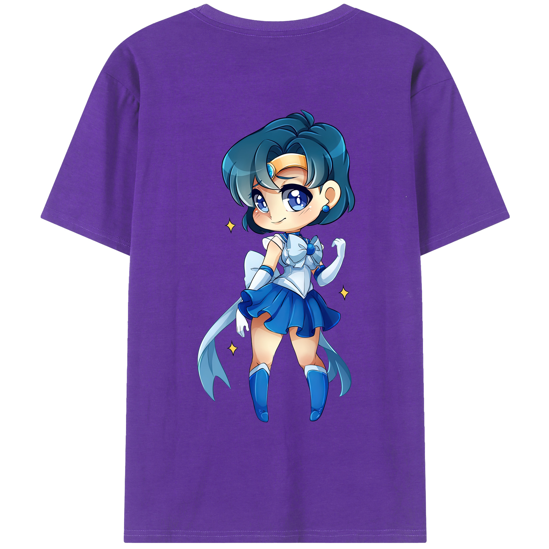 （画像用） 美少女戦士セーラームーン 水野 亜美 みずの あみ Sailor Moon Mizuno Ami 綿100％ メンズ半袖Tシャツ（バックプリント） 通気性
