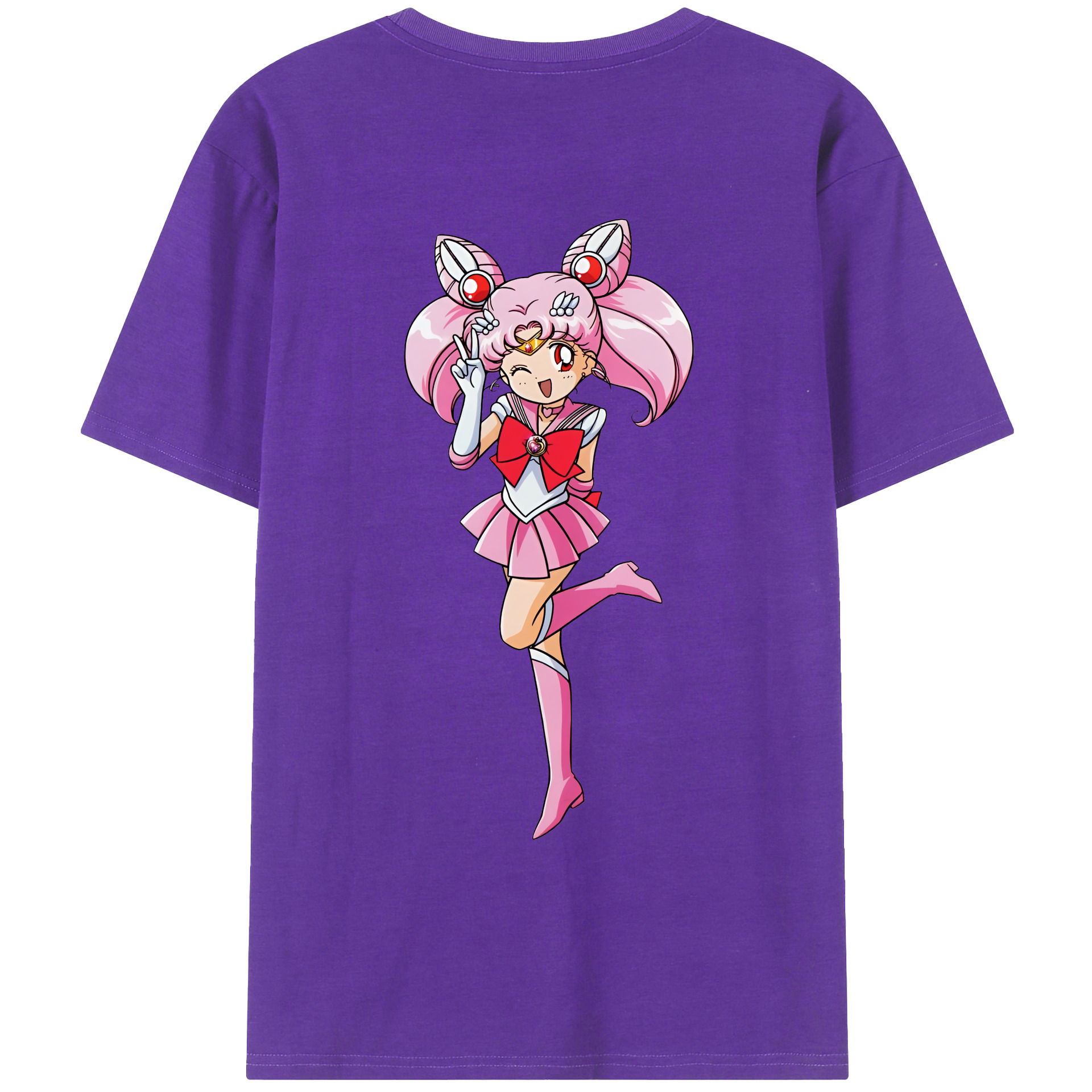 （画像用） 美少女戦士セーラームーン ちびうさ Sailor Moon Chibiusa Tsukino Usagi Small Lady Serenity 綿100％ メンズ半袖Tシャツ（バックプリント） 通気性