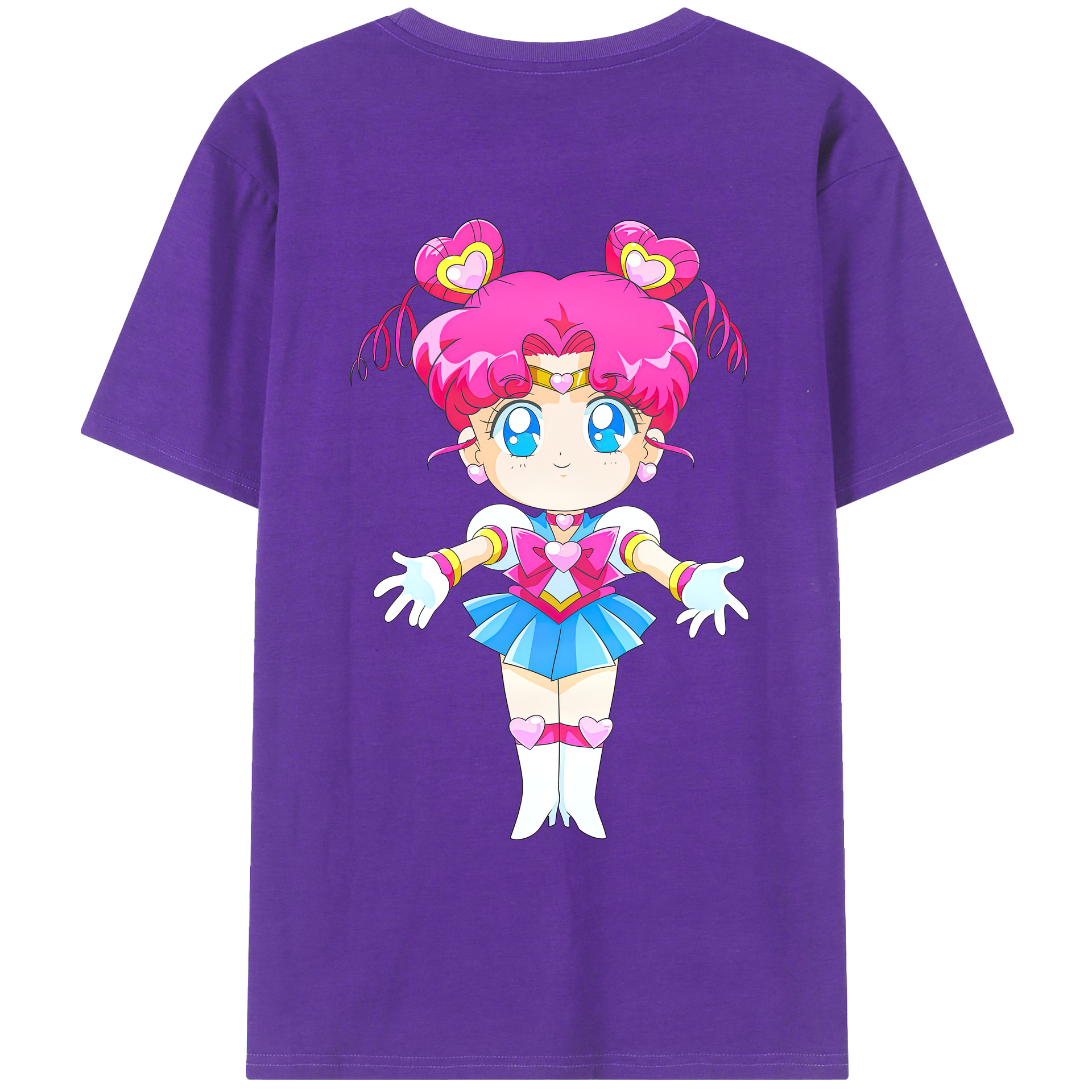 （画像用） 美少女戦士セーラームーン ちびうさ Sailor Moon Chibiusa Tsukino Usagi Small Lady Serenity 綿100％ メンズ半袖Tシャツ（バックプリント） 通気性