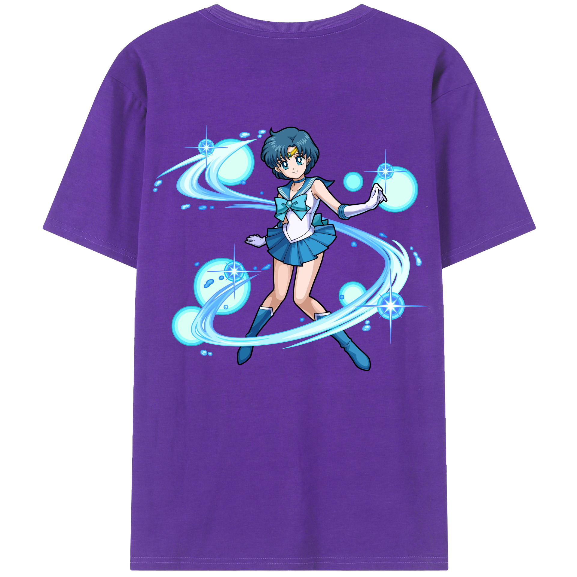 （画像用） 美少女戦士セーラームーン 水野 亜美 みずの あみ Sailor Moon Mizuno Ami 綿100％ メンズ半袖Tシャツ（バックプリント） 通気性