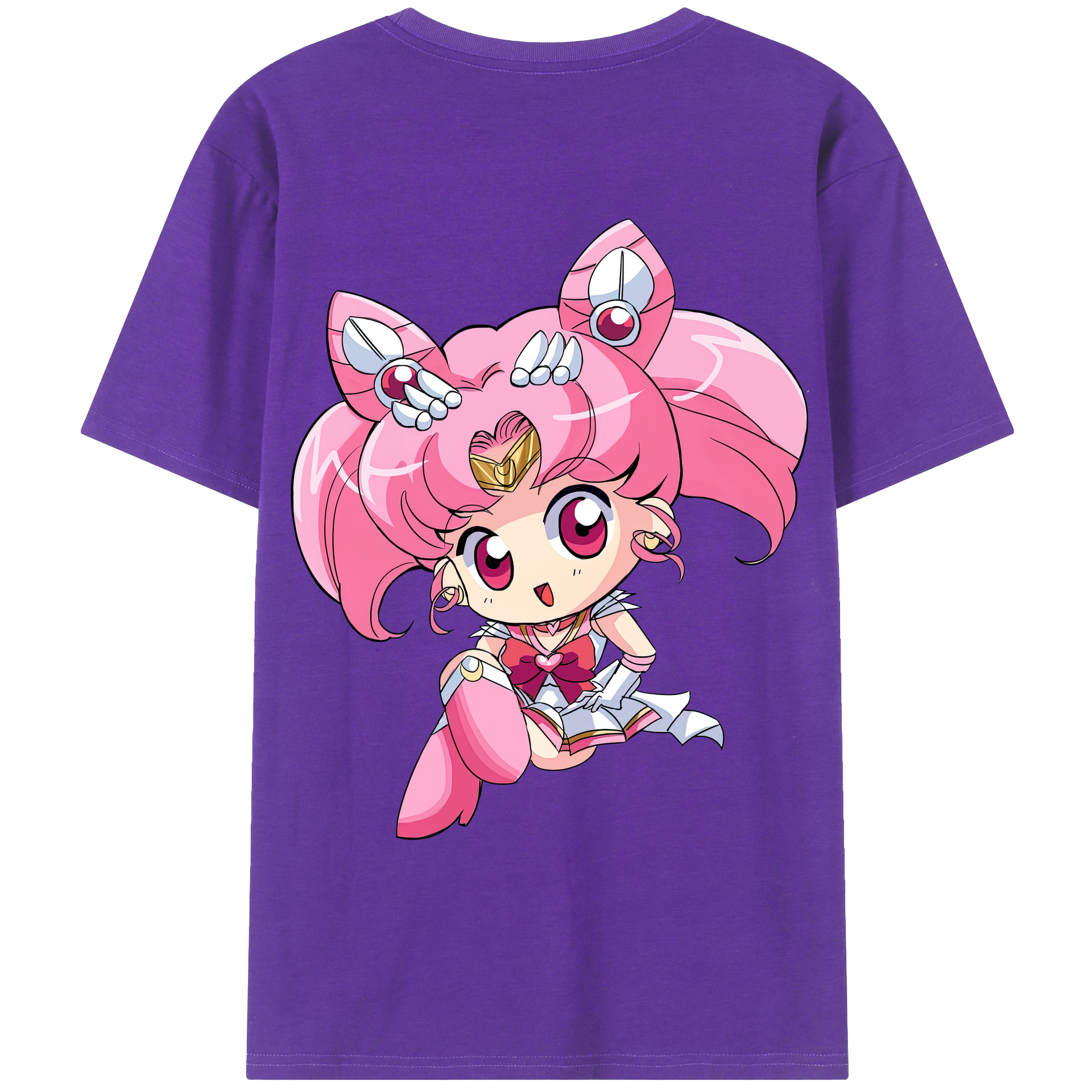 （画像用） 美少女戦士セーラームーン ちびうさ Sailor Moon Chibiusa Tsukino Usagi Small Lady Serenity 綿100％ メンズ半袖Tシャツ（バックプリント） 通気性