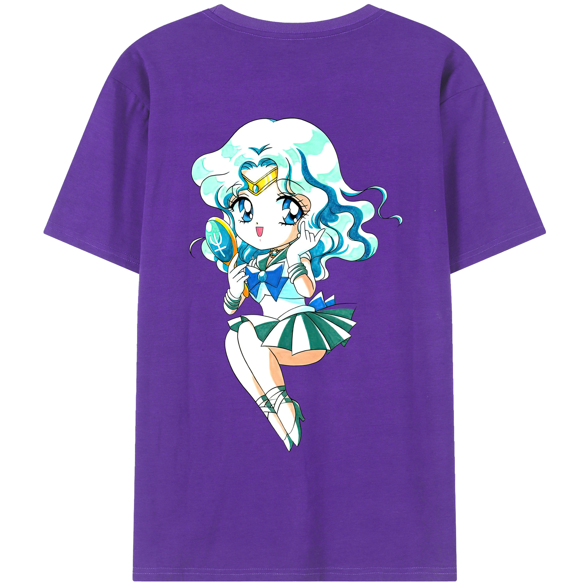 （画像用） 美少女戦士セーラームーン 海王 みちる（かいおう みちる） Sailor Moon Kaiou Michiru 綿100％ メンズ半袖Tシャツ（バックプリント） 通気性