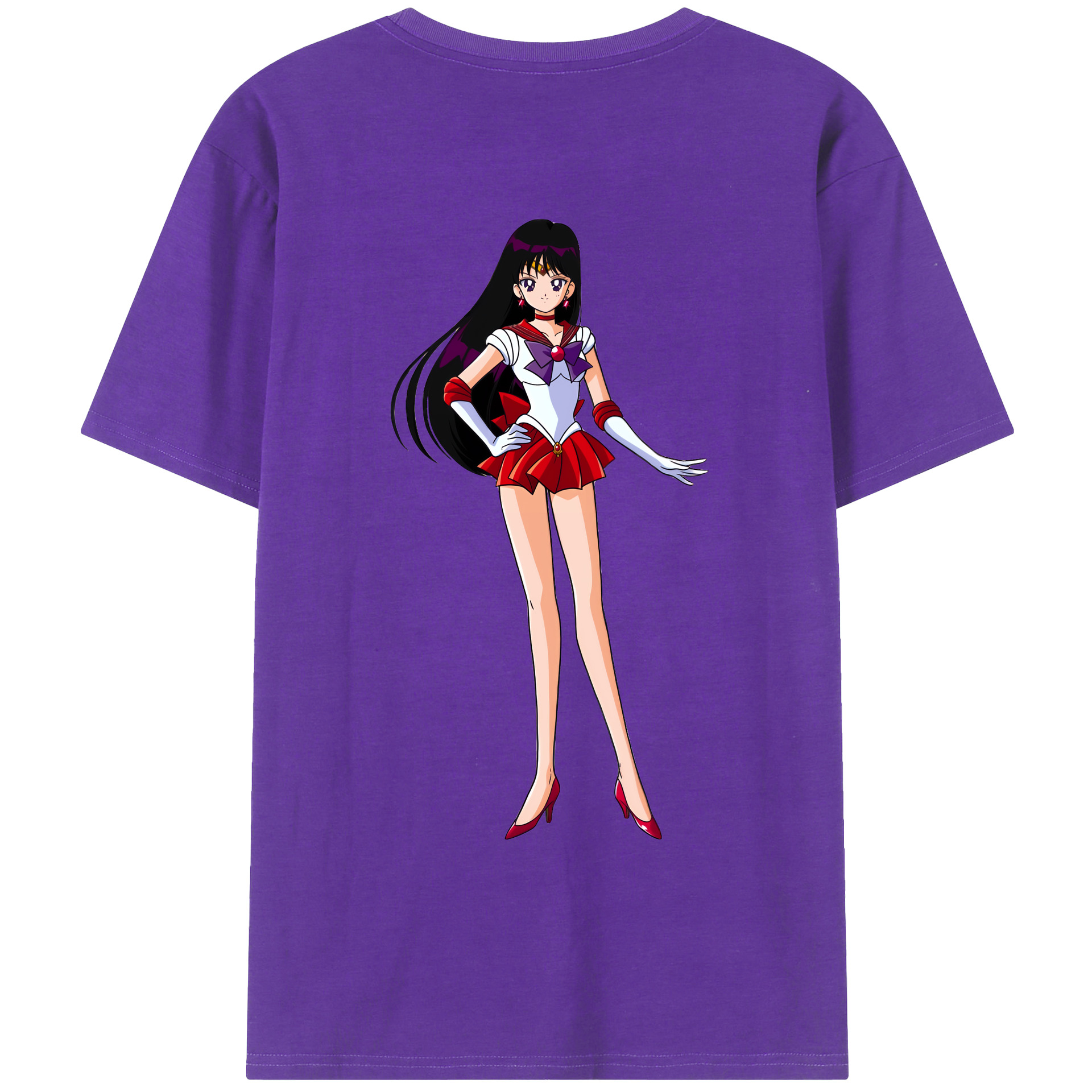 （画像用） 美少女戦士セーラームーン 火野レイ ひの レイ Sailor Moon Hino Rei （セーラーマーズ,Sailor Mars） 綿100％ メンズ半袖Tシャツ（バックプリント） 通気性