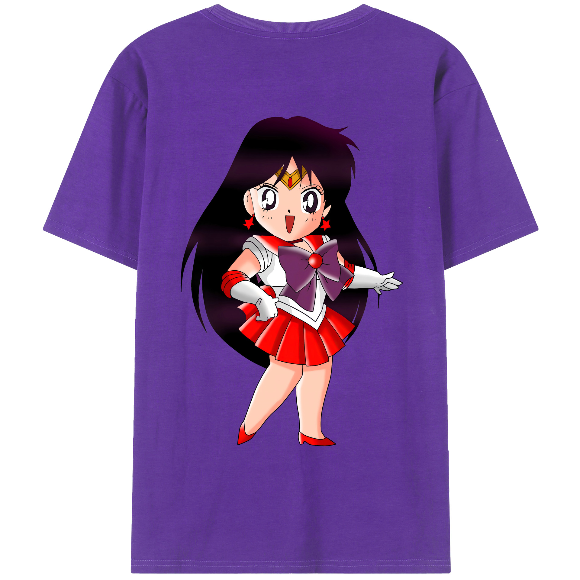 （画像用） 美少女戦士セーラームーン 火野レイ ひの レイ Sailor Moon Hino Rei （セーラーマーズ,Sailor Mars） 綿100％ メンズ半袖Tシャツ（バックプリント） 通気性