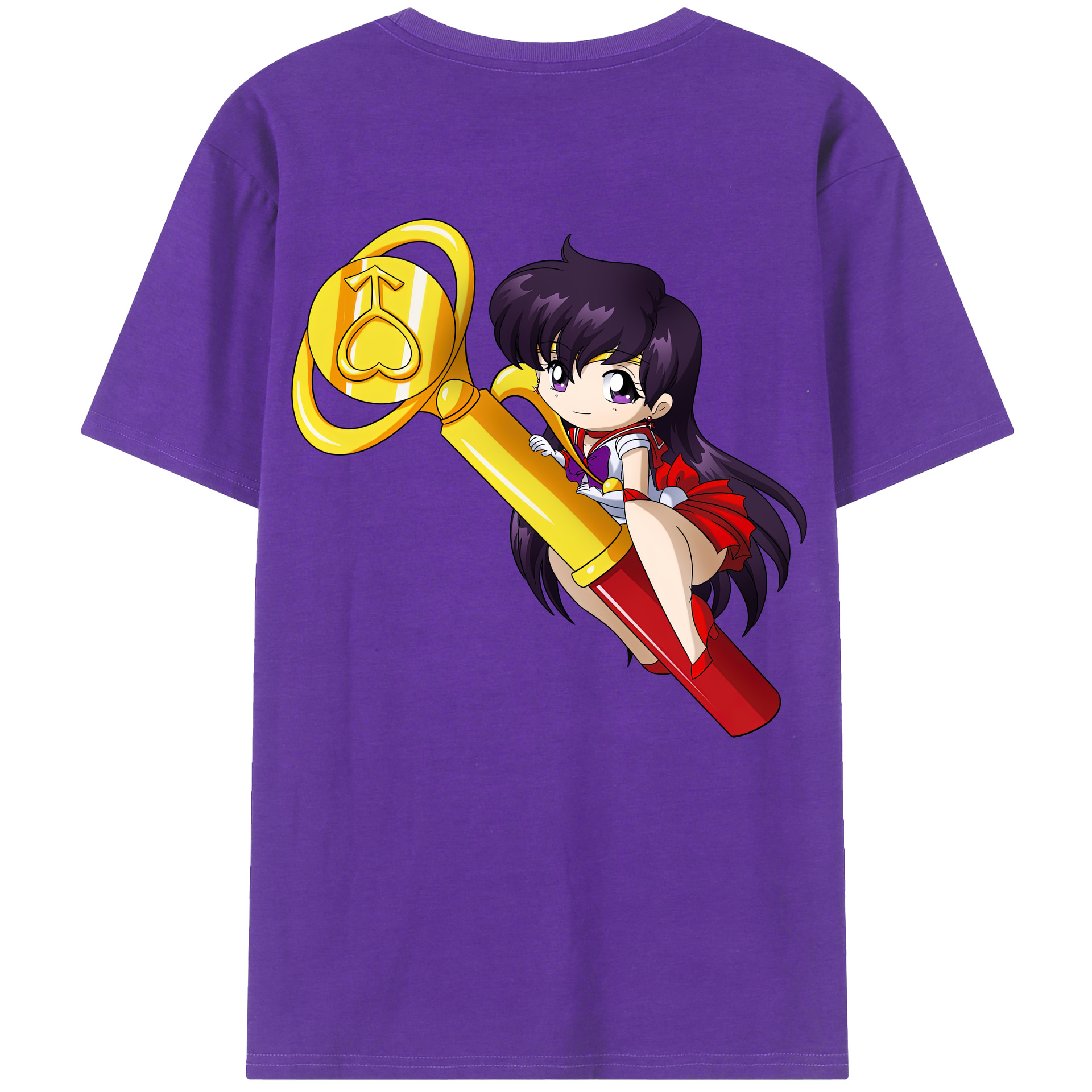 （画像用） 美少女戦士セーラームーン 火野レイ ひの レイ Sailor Moon Hino Rei （セーラーマーズ,Sailor Mars） 綿100％ メンズ半袖Tシャツ（バックプリント） 通気性