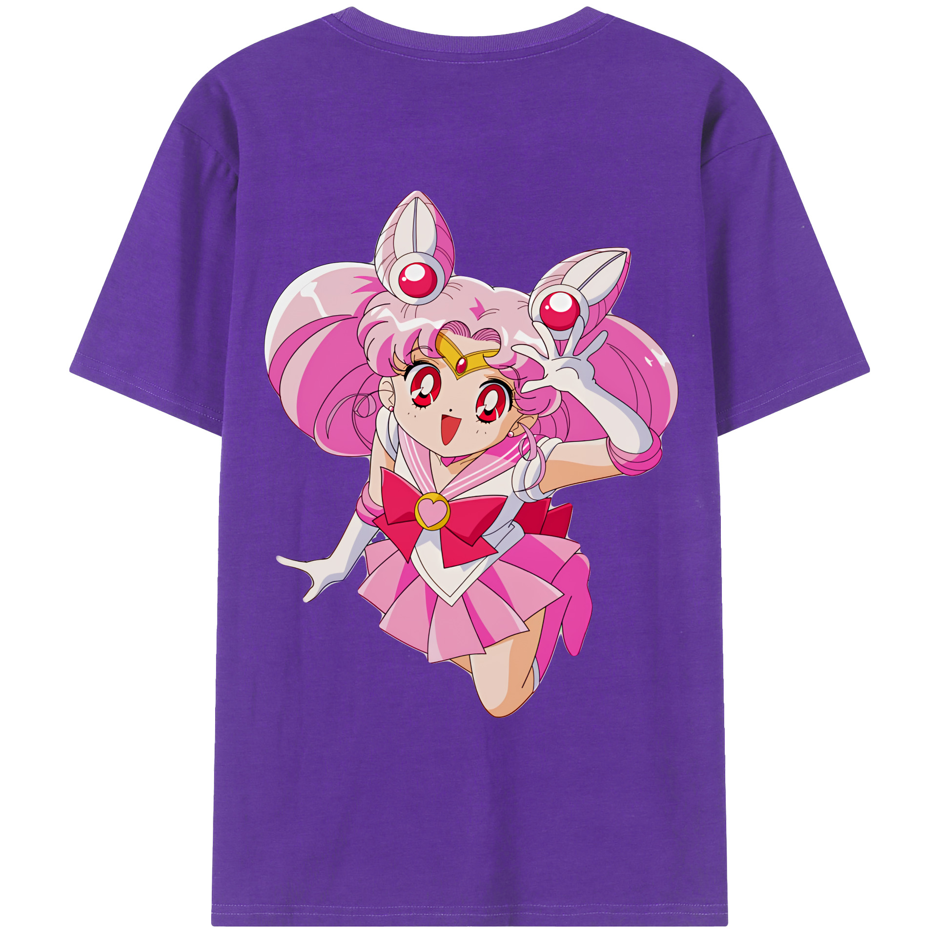 （画像用） 美少女戦士セーラームーン ちびうさ Sailor Moon Chibiusa Tsukino Usagi Small Lady Serenity 綿100％ メンズ半袖Tシャツ（バックプリント） 通気性