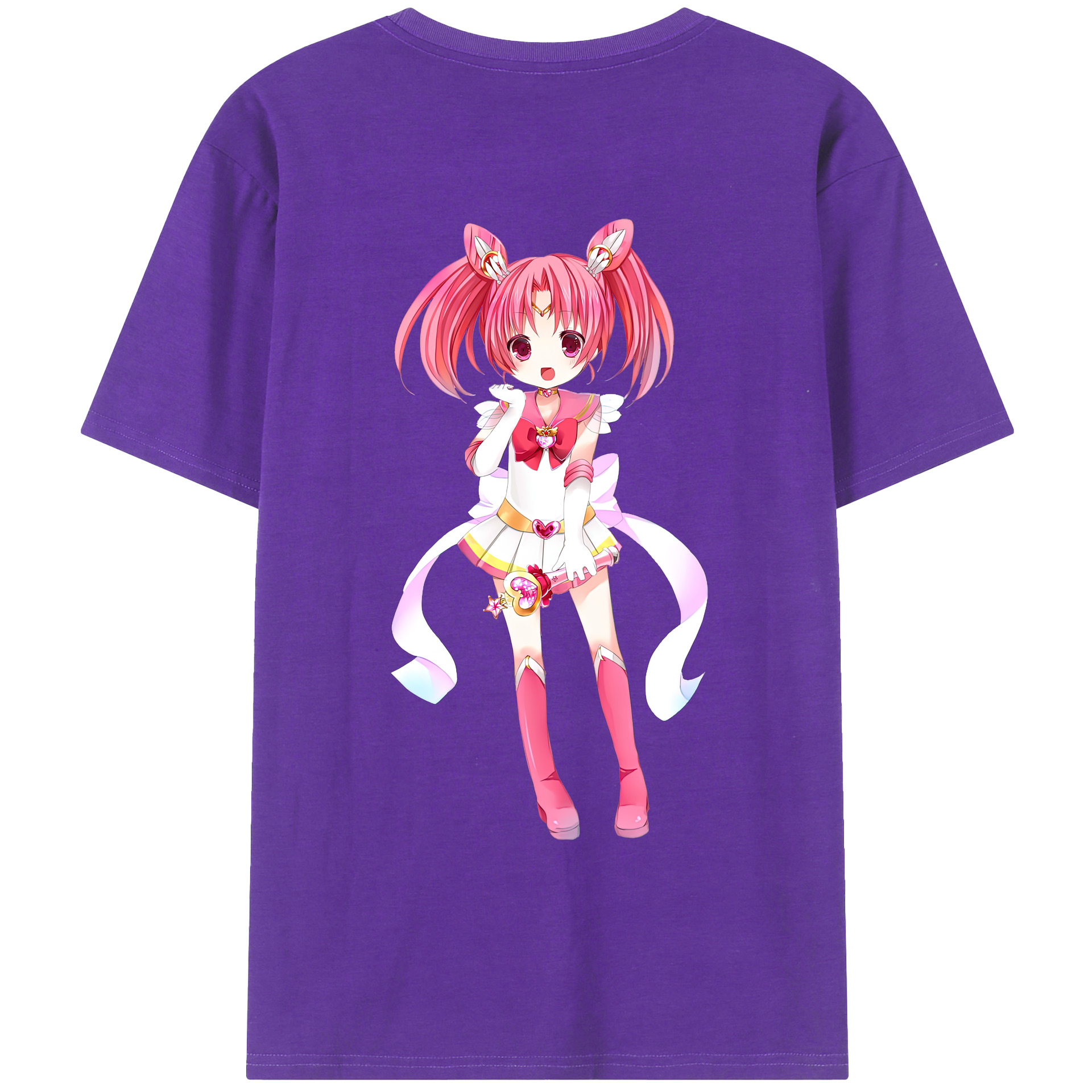 （画像用） 美少女戦士セーラームーン ちびうさ Sailor Moon Chibiusa Tsukino Usagi Small Lady Serenity 綿100％ メンズ半袖Tシャツ（バックプリント） 通気性