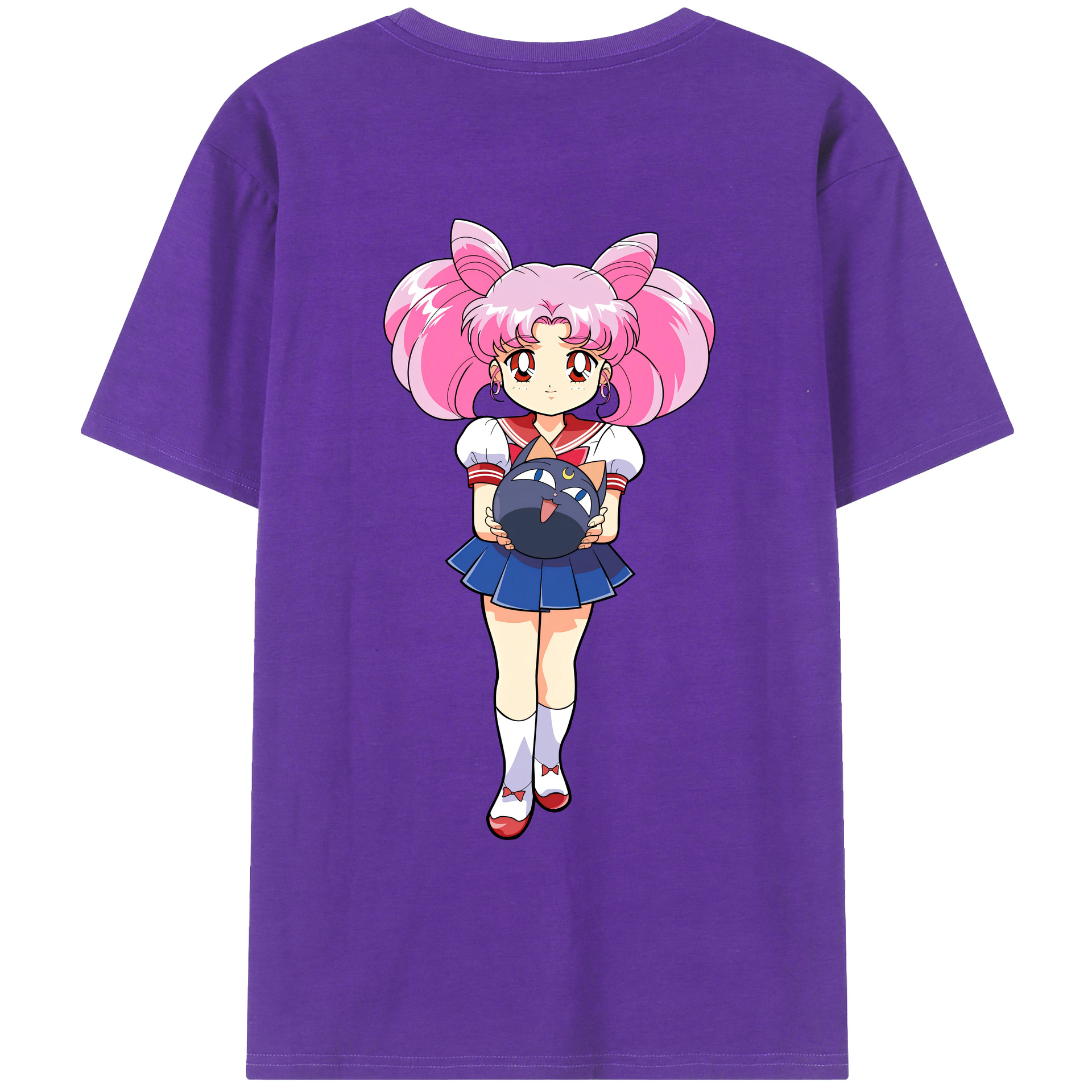 （画像用） 美少女戦士セーラームーン ちびうさ Sailor Moon Chibiusa Tsukino Usagi Small Lady Serenity 綿100％ メンズ半袖Tシャツ（バックプリント） 通気性