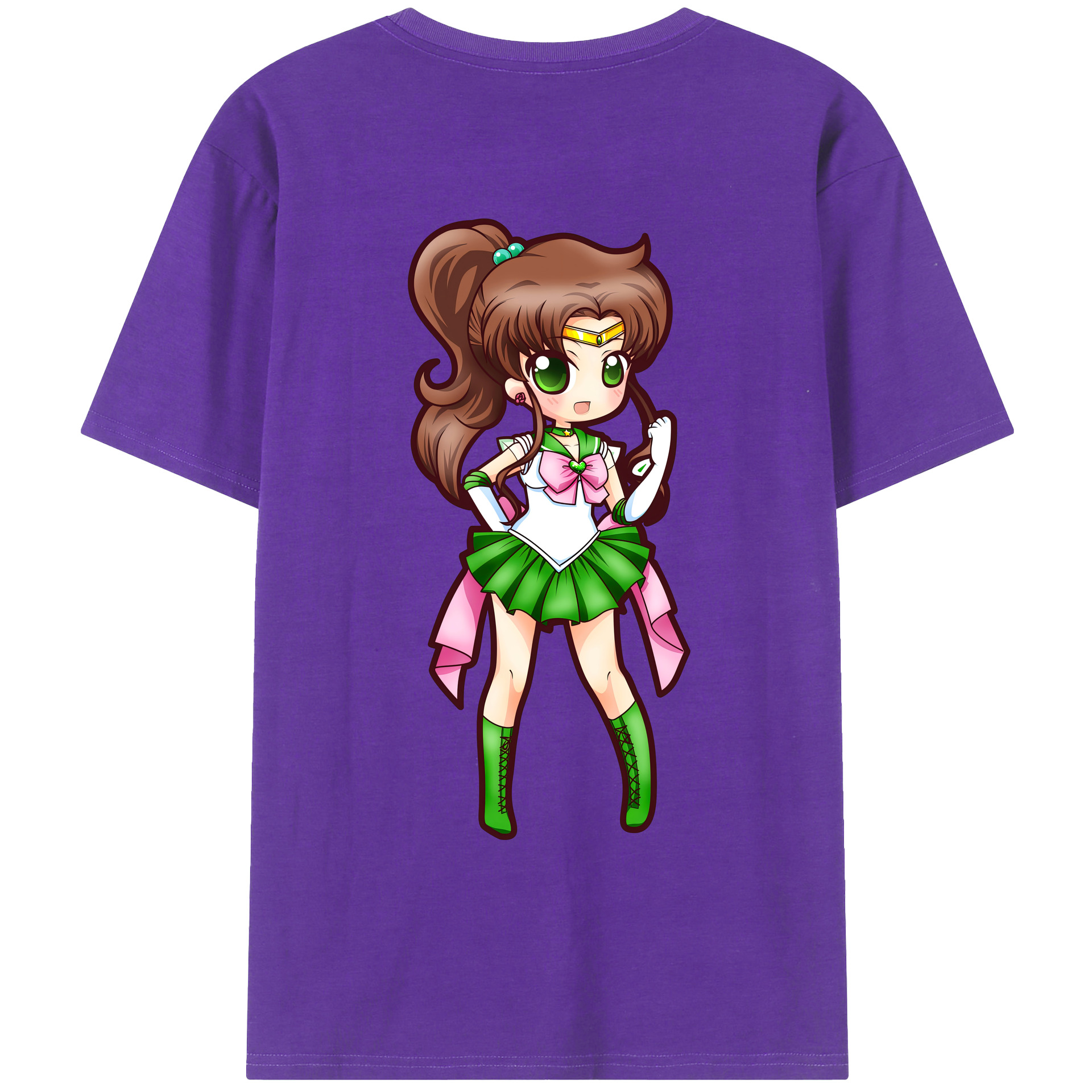 （画像用） 美少女戦士セーラームーン 木野 まこと きの まこと Sailor Moon Kino Makoto （セーラージュピター；Sailor Jupiter） 綿100％ メンズ半袖Tシャツ（バックプリント） 通気性