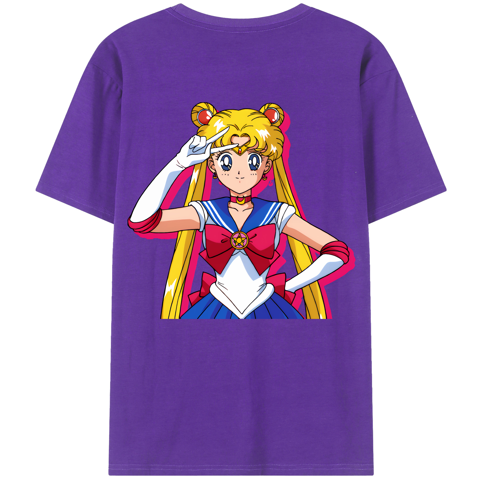（画像用） 美少女戦士セーラームーン 月野 うさぎ つきの うさぎ Sailor Moon Tsukino Usagi 綿100％ メンズ半袖Tシャツ（バックプリント） 通気性