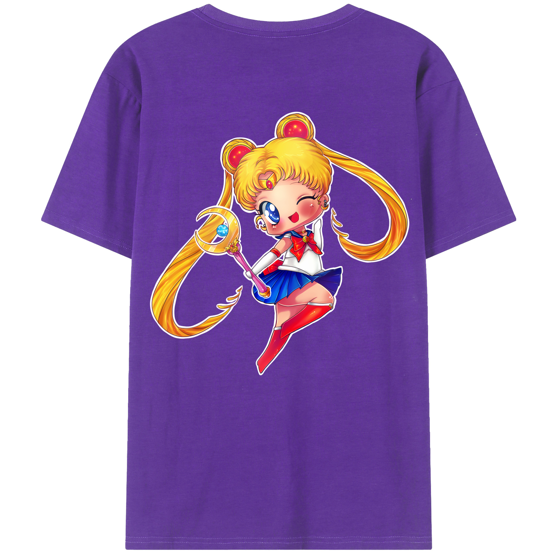 （画像用） 美少女戦士セーラームーン 月野 うさぎ つきの うさぎ Sailor Moon Tsukino Usagi 綿100％ メンズ半袖Tシャツ（バックプリント） 通気性