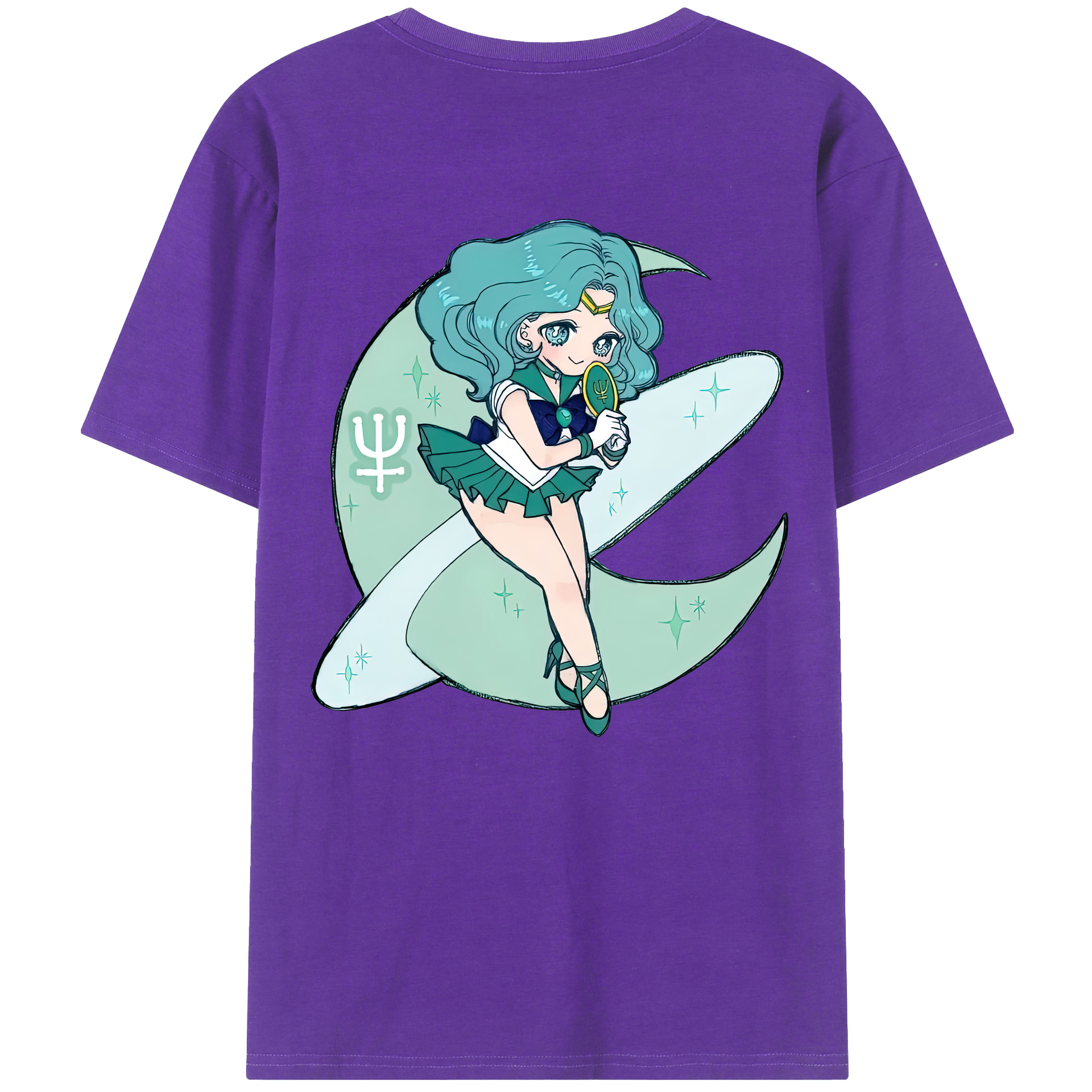（画像用） 美少女戦士セーラームーン 海王 みちる（かいおう みちる） Sailor Moon Kaiou Michiru 綿100％ メンズ半袖Tシャツ（バックプリント） 通気性