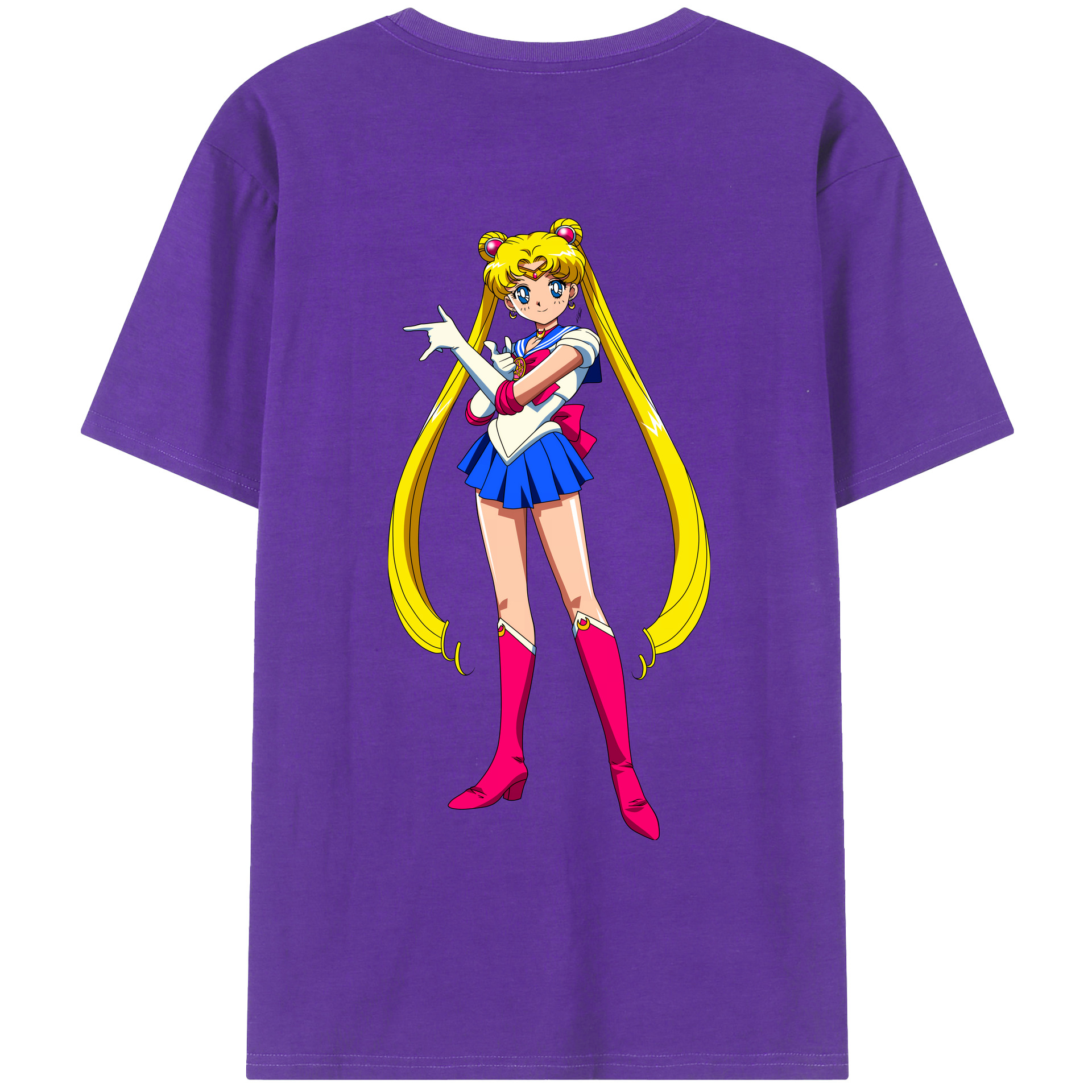 （画像用） 美少女戦士セーラームーン 月野 うさぎ つきの うさぎ Sailor Moon Tsukino Usagi 綿100％ メンズ半袖Tシャツ（バックプリント） 通気性