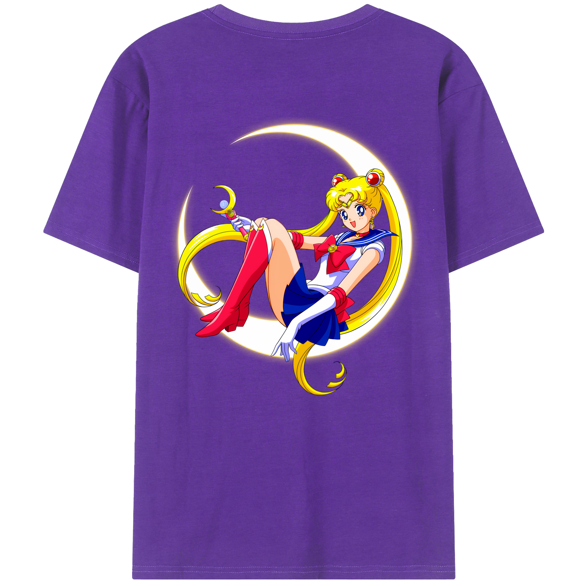 （画像用） 美少女戦士セーラームーン 月野 うさぎ つきの うさぎ Sailor Moon Tsukino Usagi 綿100％ メンズ半袖Tシャツ（バックプリント） 通気性